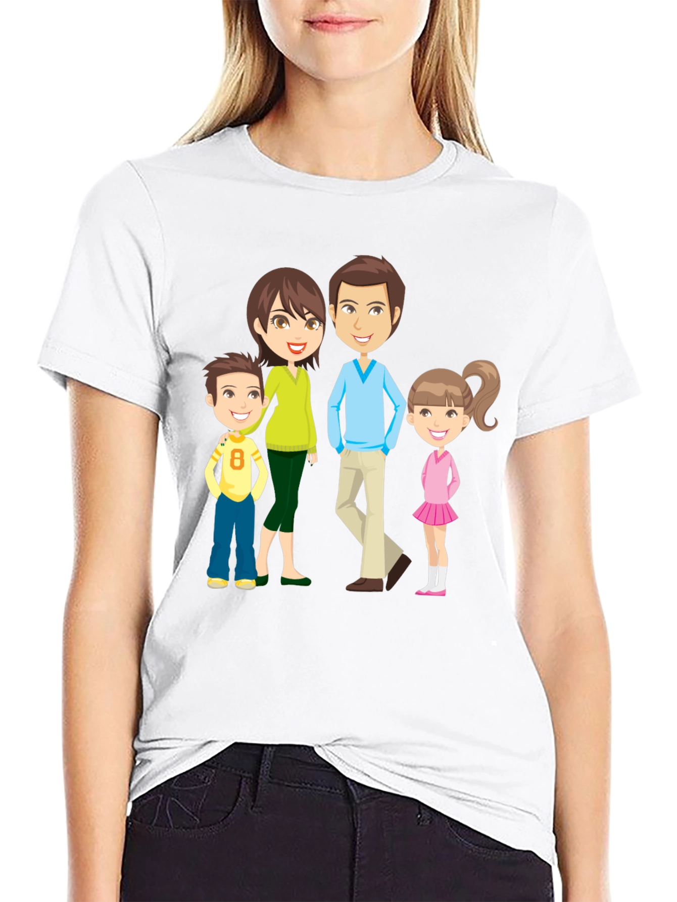 Cartoon Family Print Tee