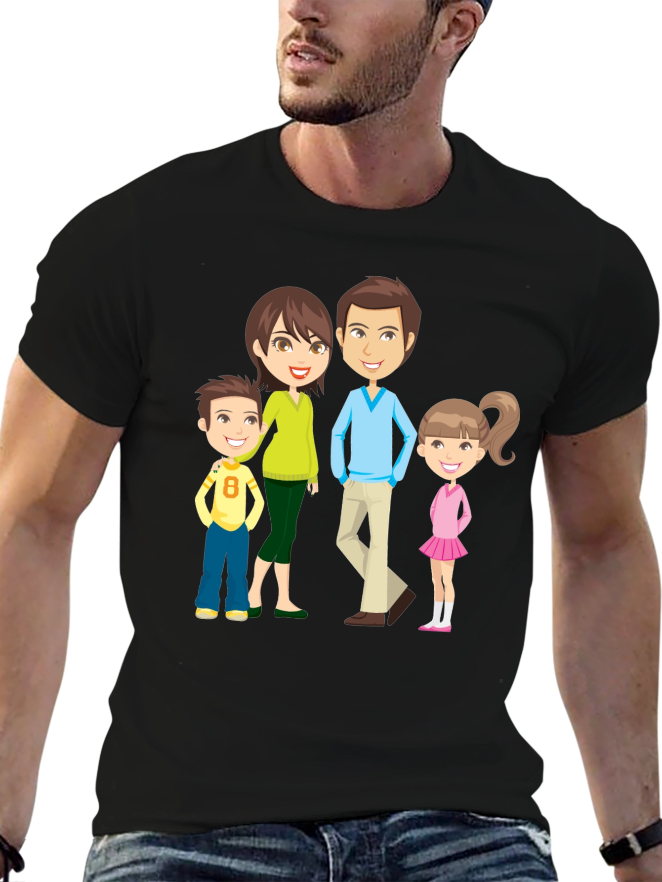Cartoon Family Print Tee