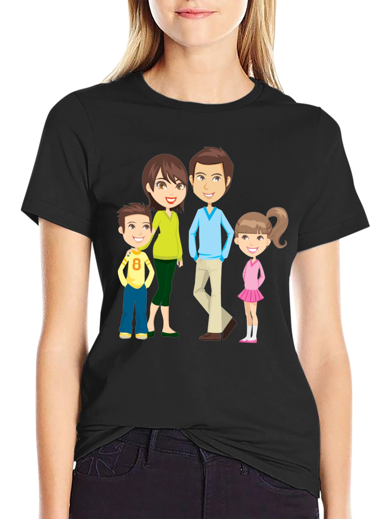 Cartoon Family Print Tee