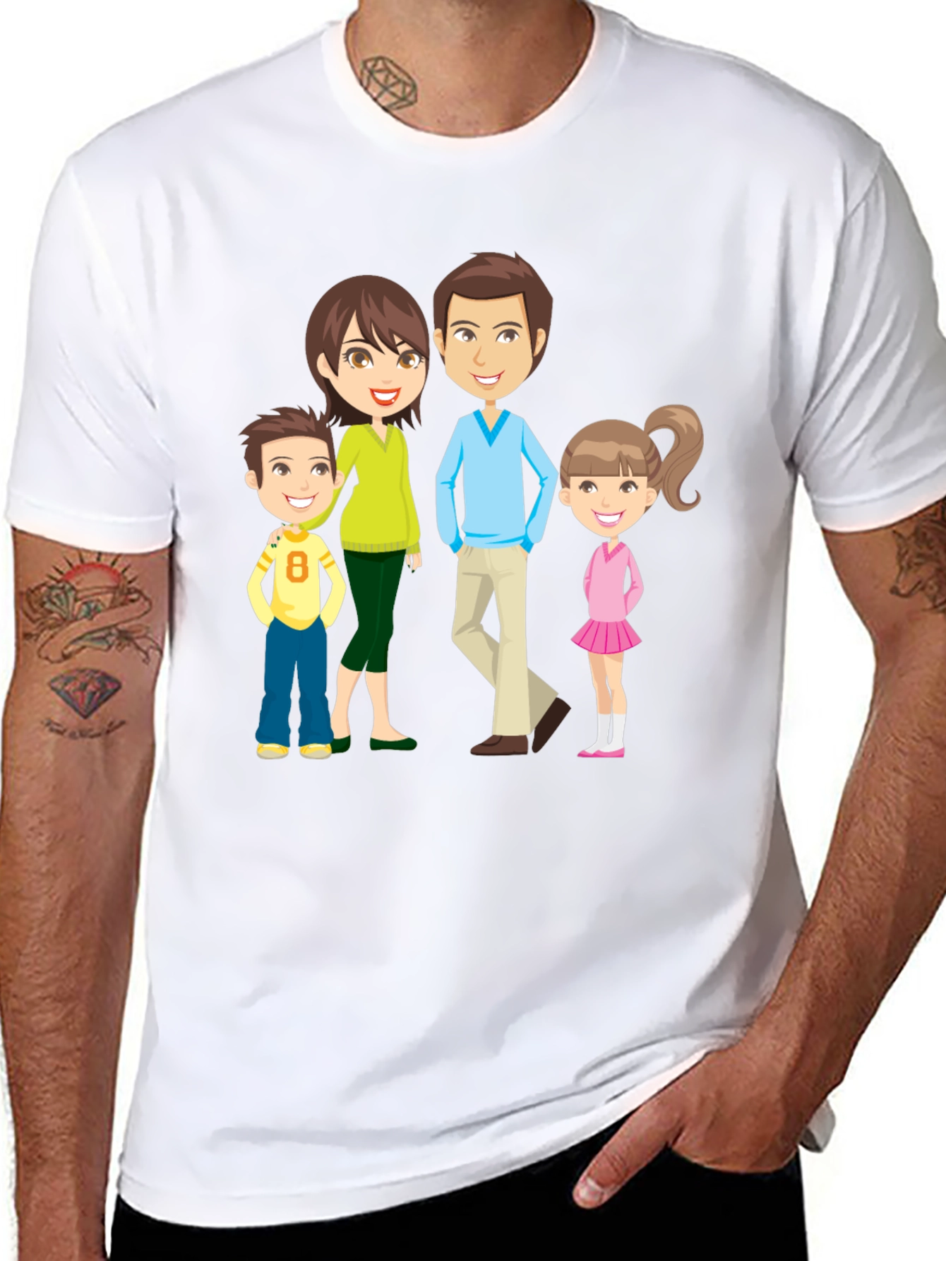 Cartoon Family Print Tee