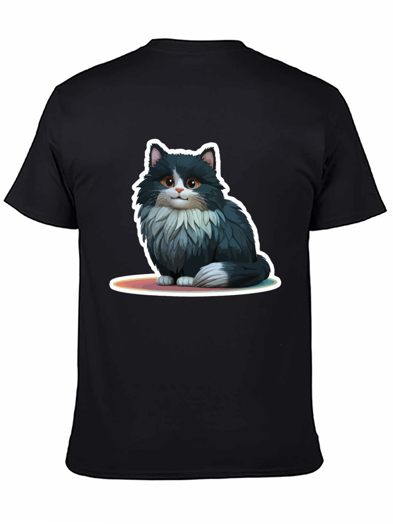 Cute Cat Graphic Black T-Shirt
