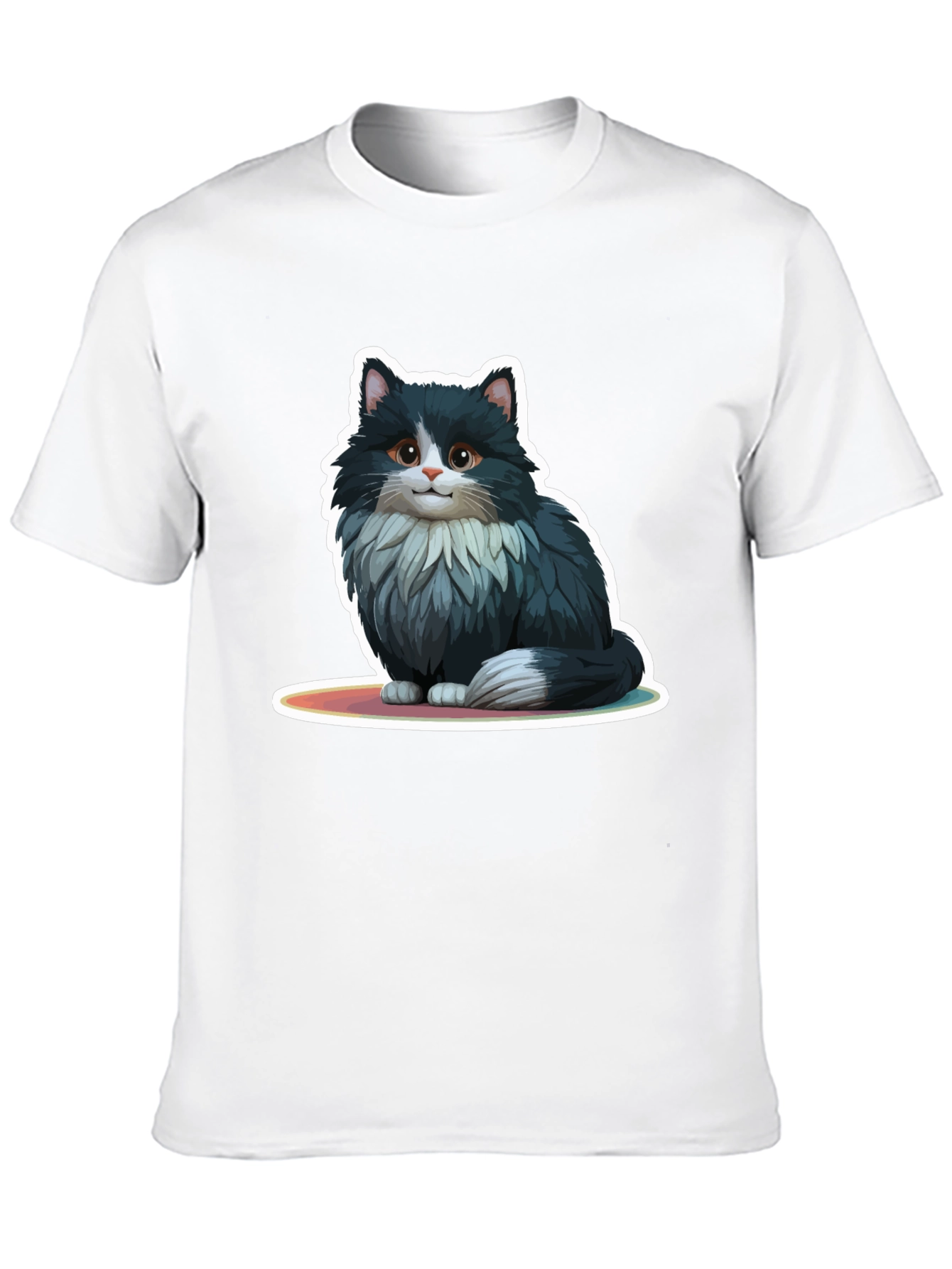 Cute Cat Graphic Black T-Shirt