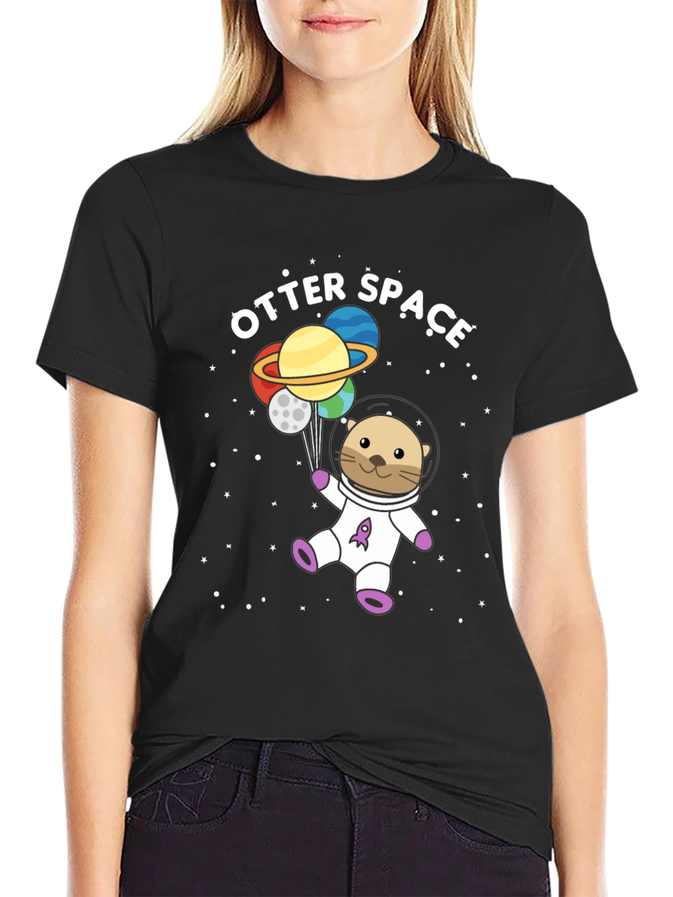 Otter Space Graphic Tee - Cute Astronaut Design