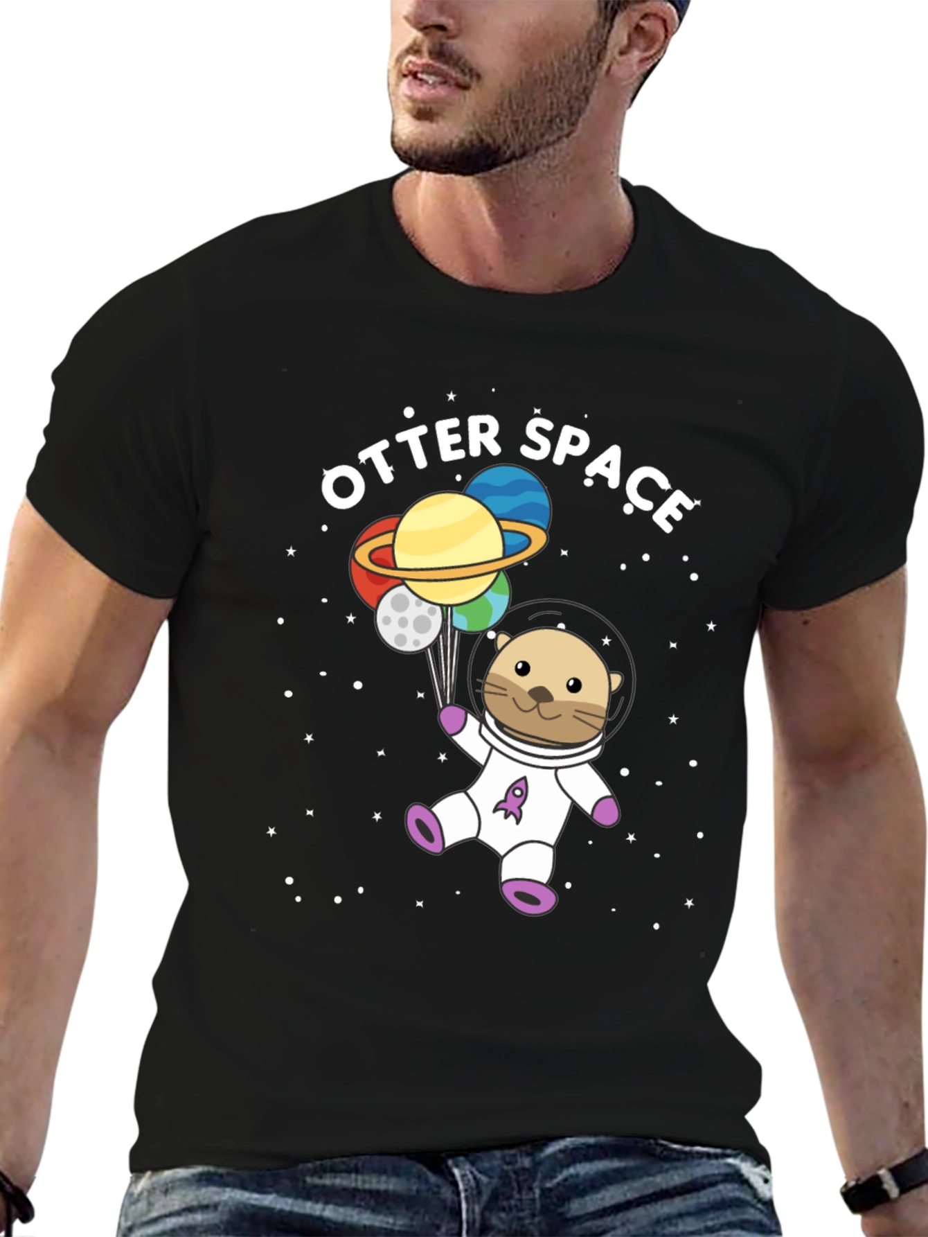 Otter Space Graphic Tee - Cute Astronaut Design
