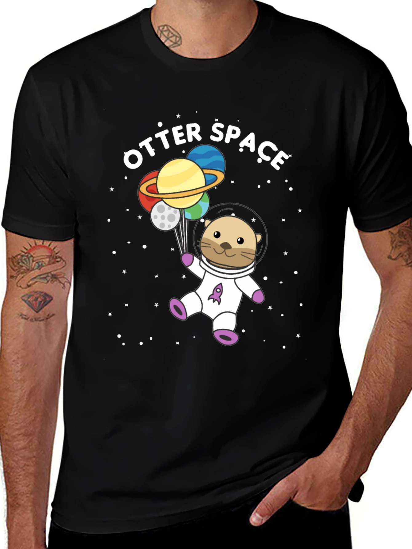 Otter Space Graphic Tee - Cute Astronaut Design