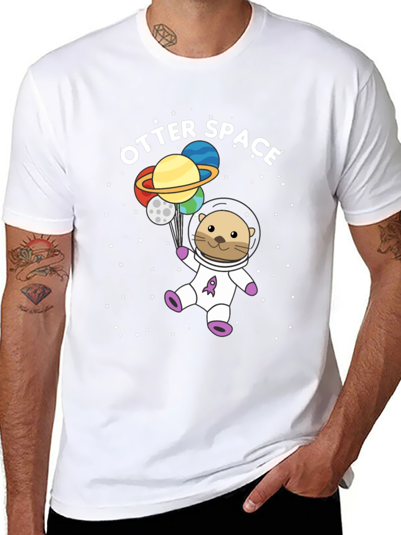Otter Space Graphic Tee - Cute Astronaut Design