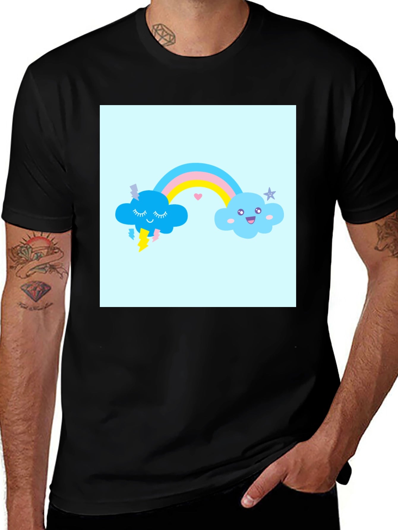 Cute Rainbow Cloud Graphic T-Shirt