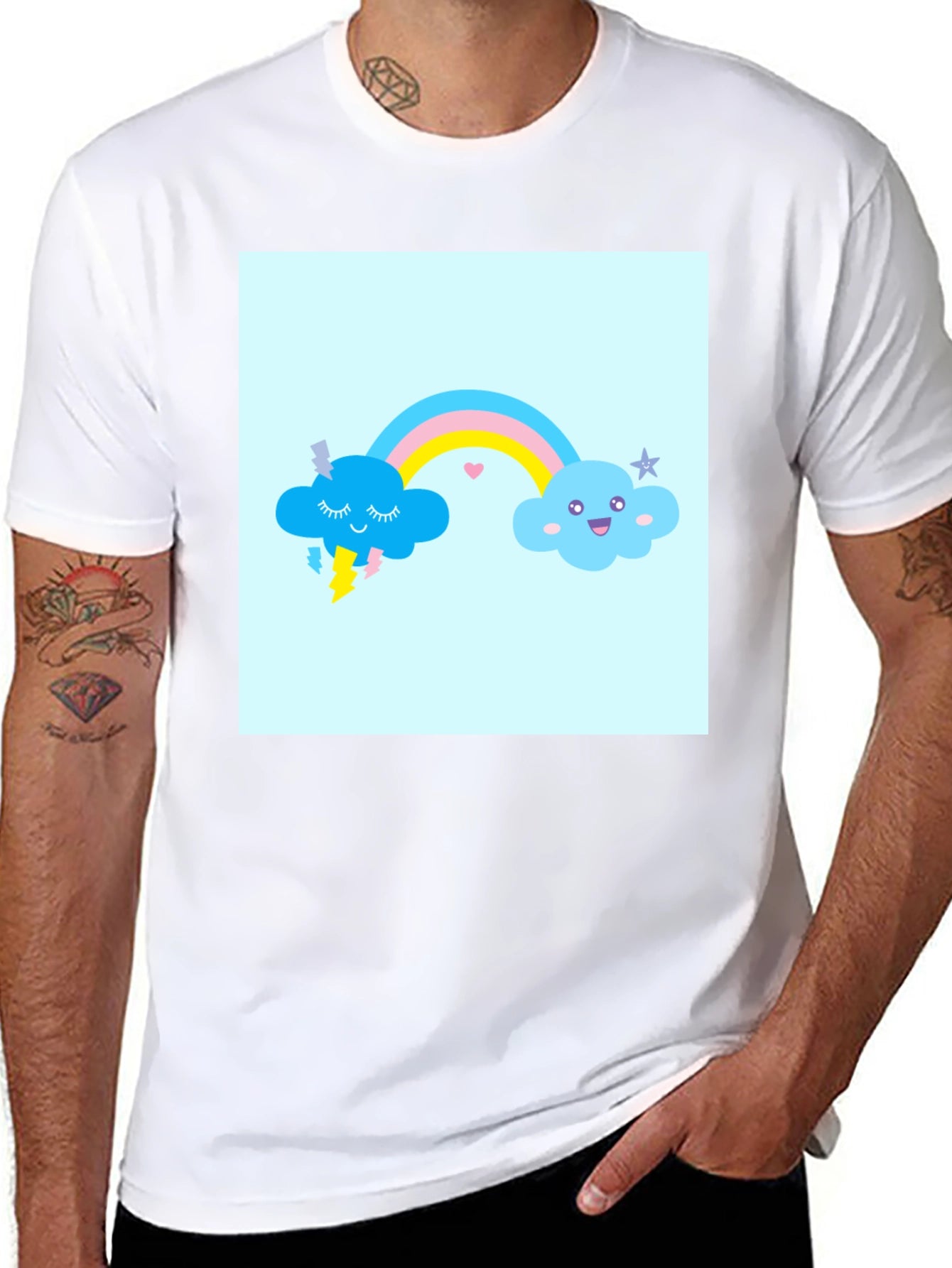 Cute Rainbow Cloud Graphic T-Shirt