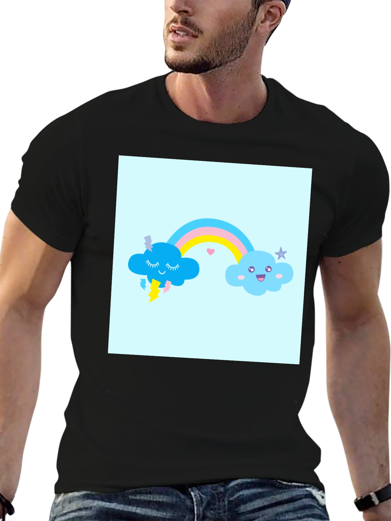 Cute Rainbow Cloud Graphic T-Shirt