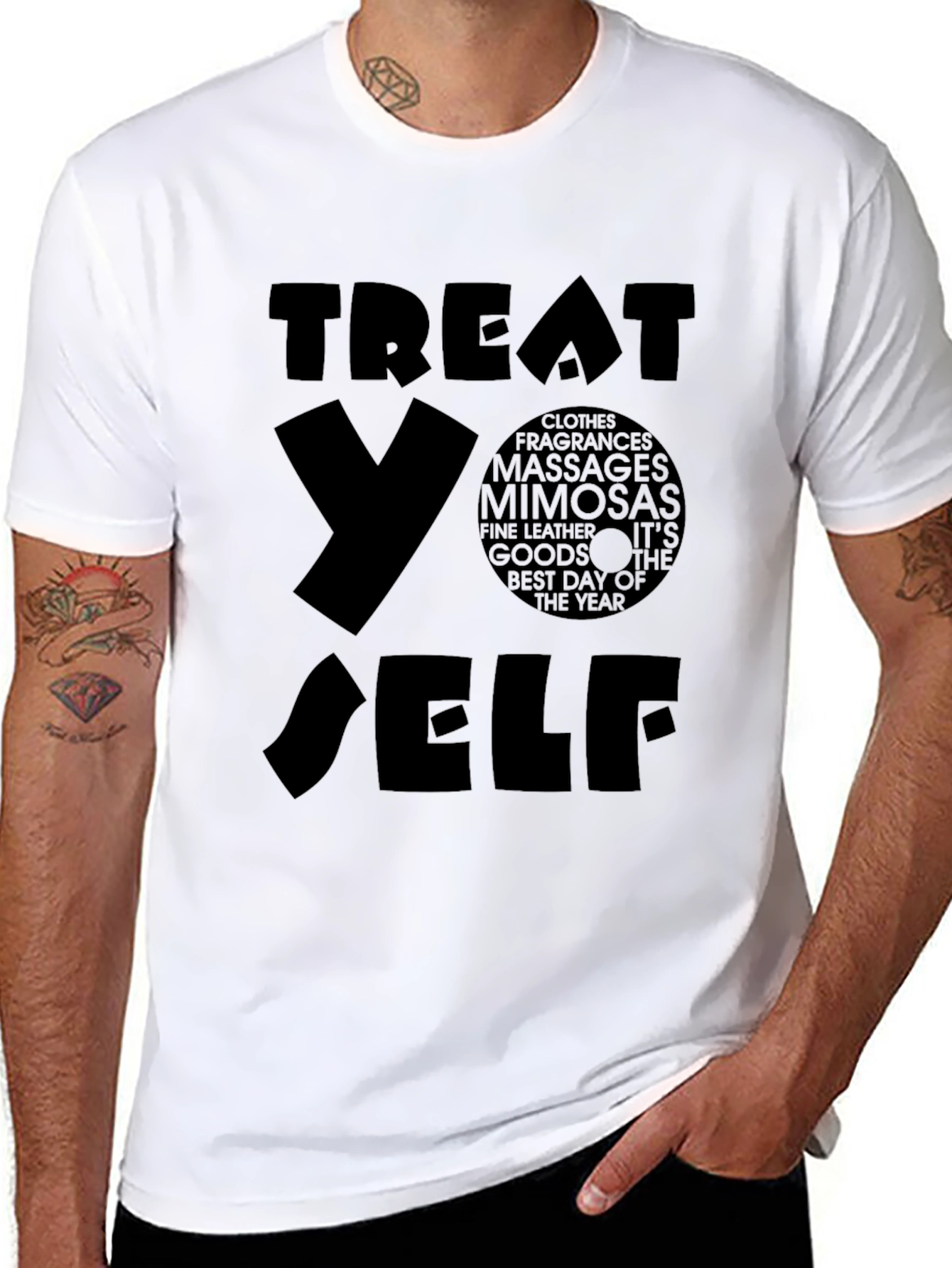 Treat Yo Self T-Shirt - Black Graphic Tee