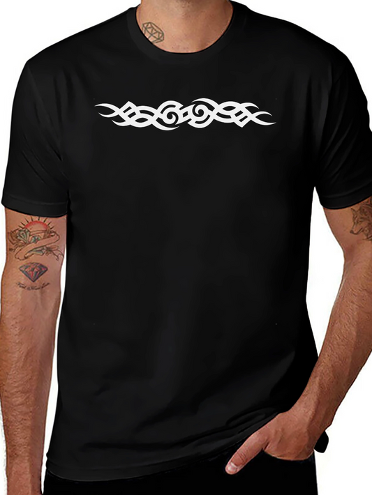 Tribal Tattoo Graphic T-Shirt - Short Sleeve Black Tee
