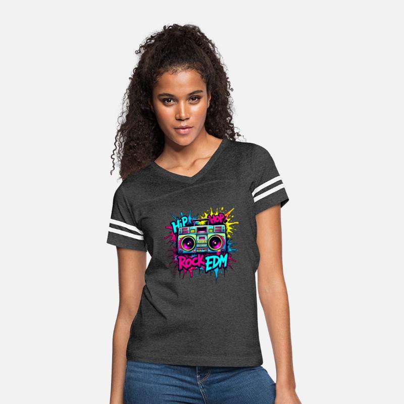 Hip-Hop, Rock, and EDM , vibrant graffiti T-shirt