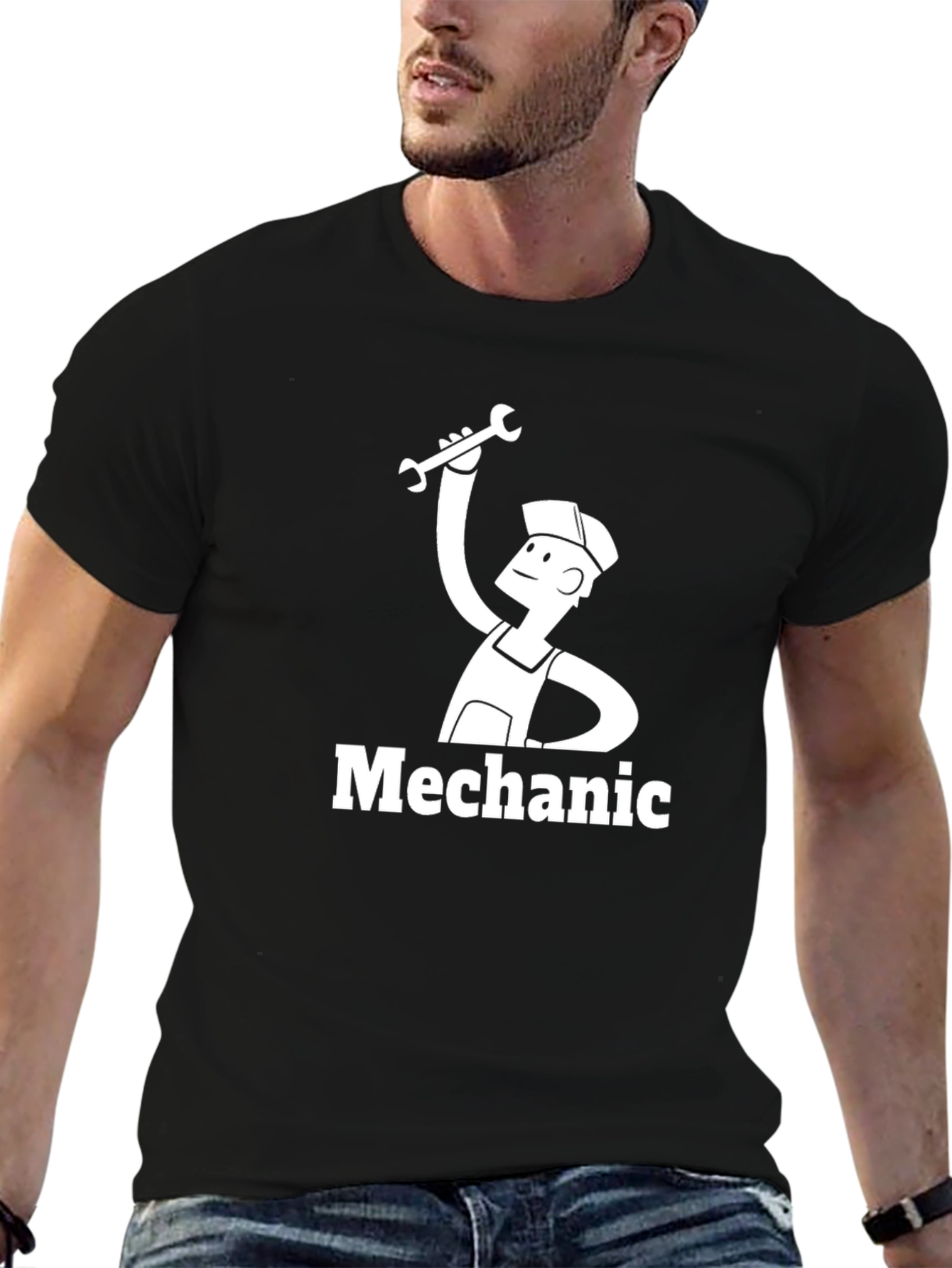 Mechanic Cartoon Graphic T-Shirt