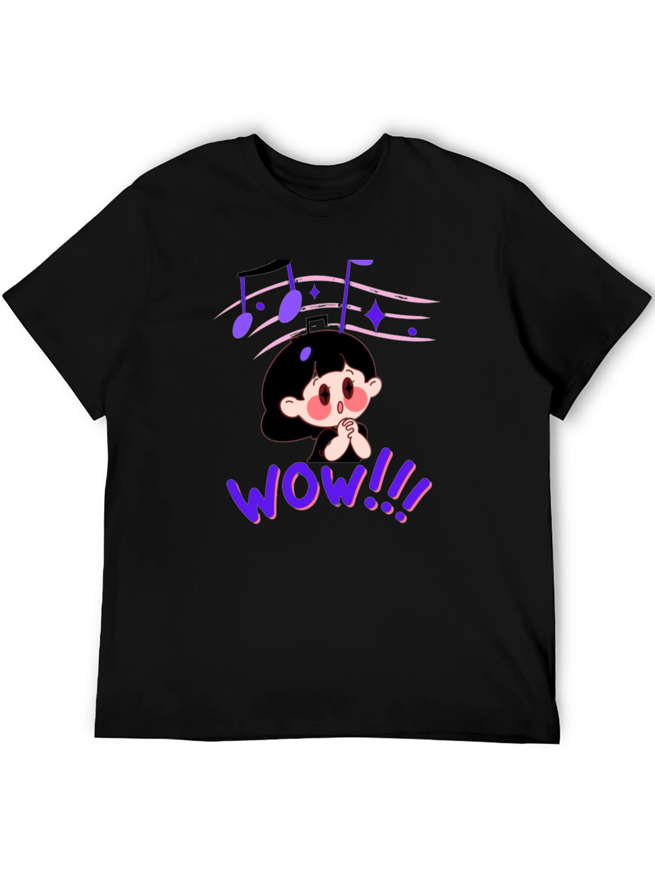 Anime Graphic Black T-Shirt - WOW!!! Design