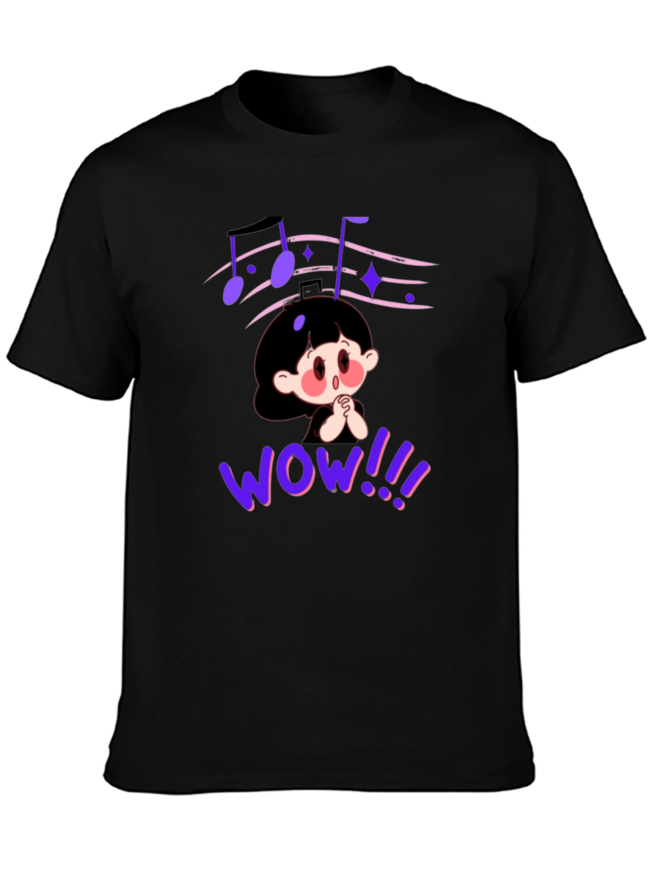 Anime Graphic Black T-Shirt - WOW!!! Design