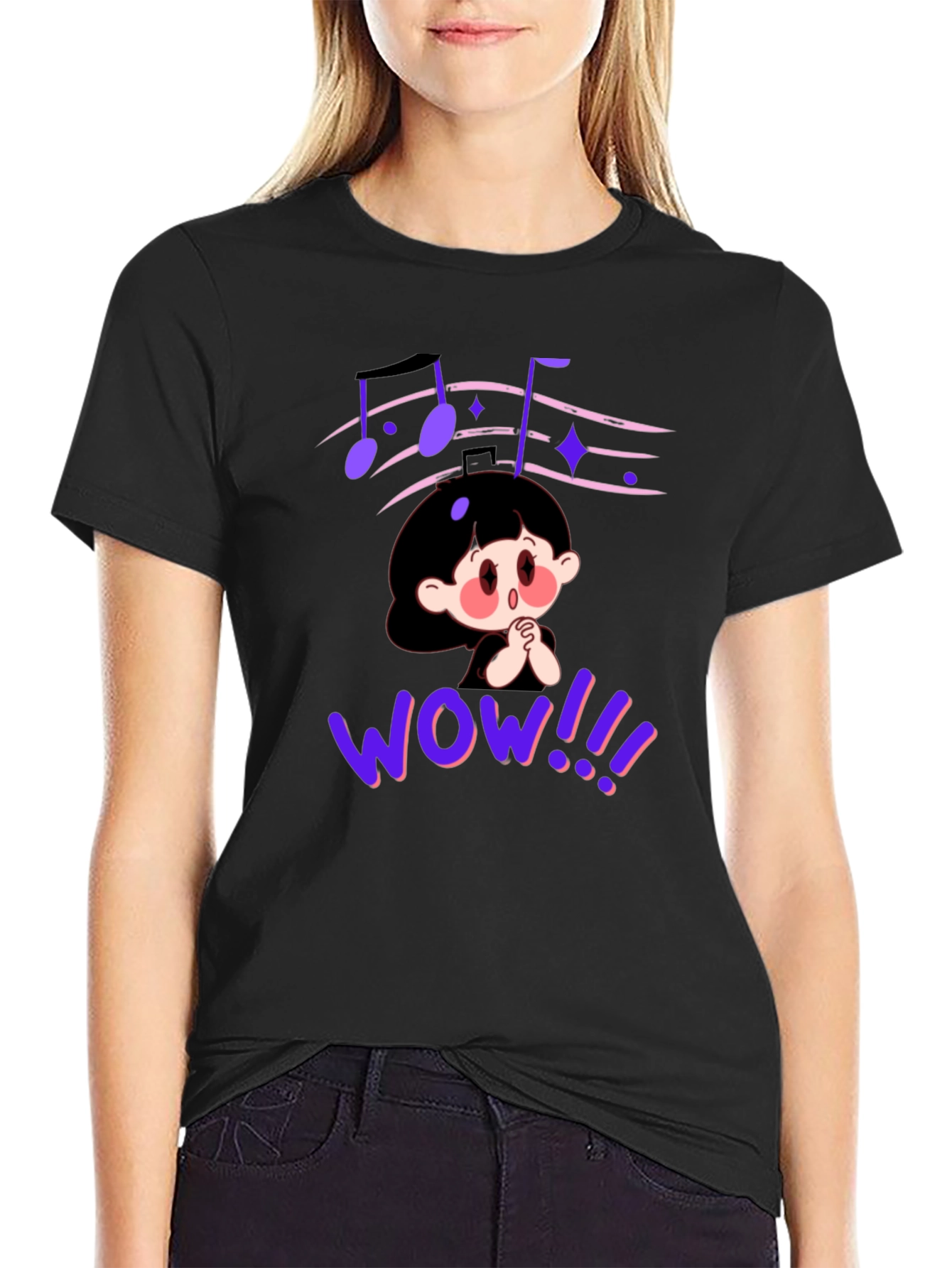 Anime Graphic Black T-Shirt - WOW!!! Design