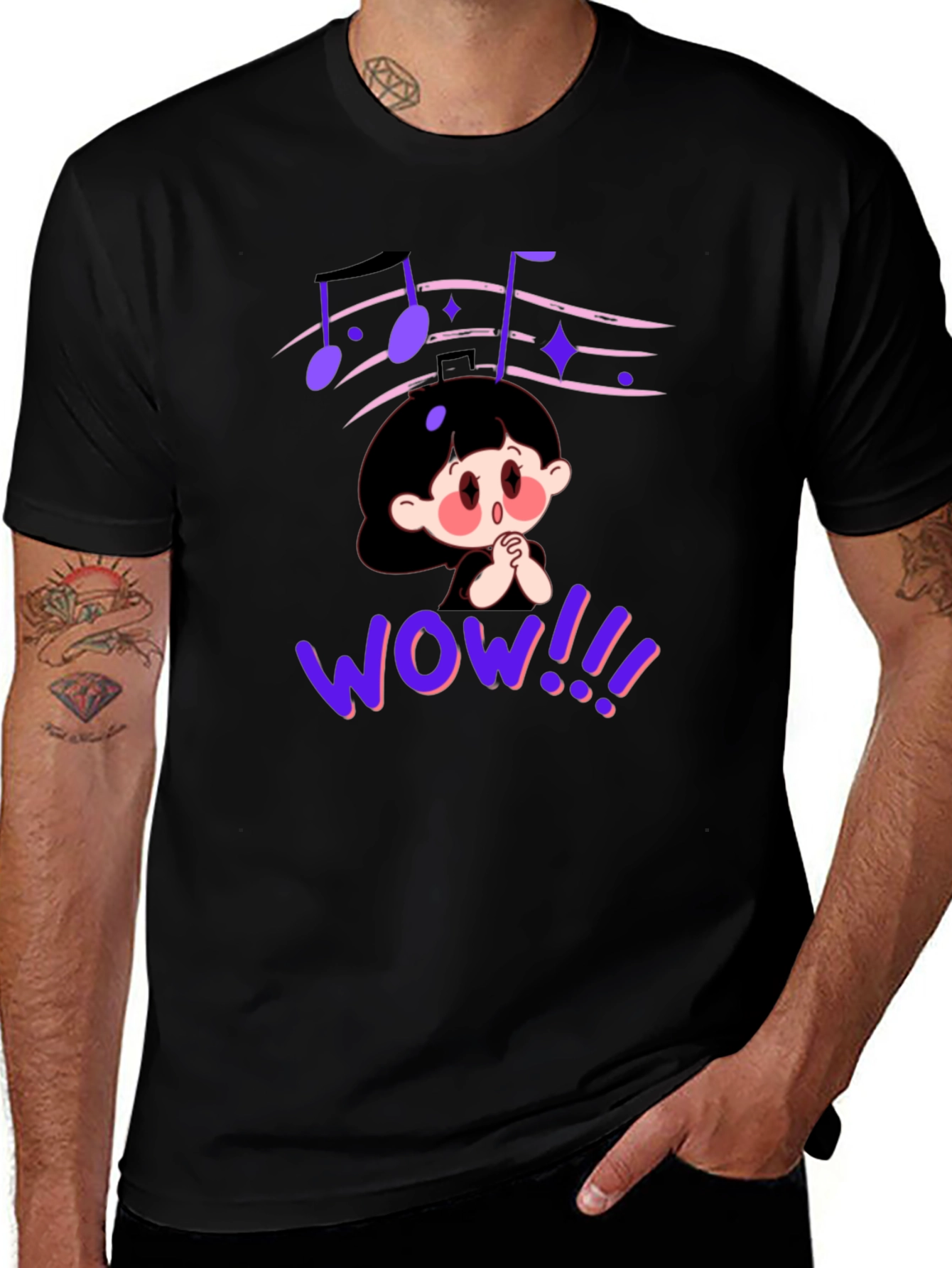 Anime Graphic Black T-Shirt - WOW!!! Design