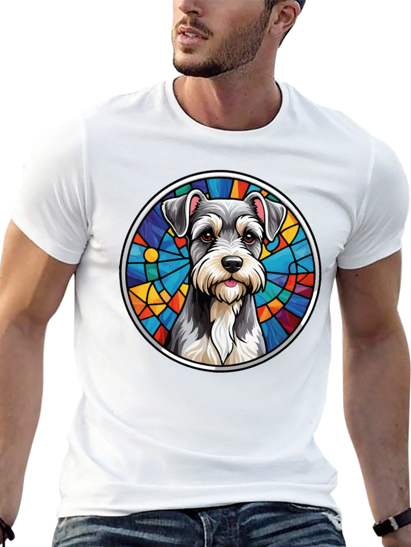 Stained Glass Schnauzer Graphic Tee