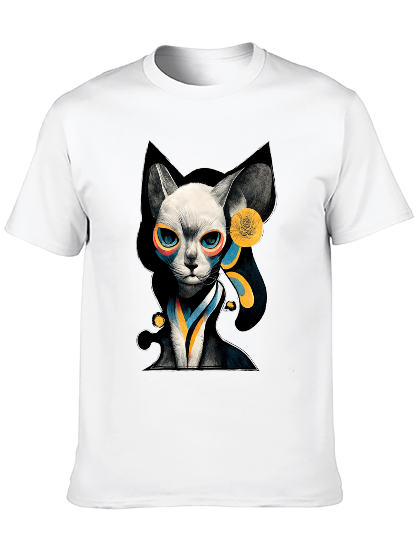 Abstract Cat Graphic Black T-Shirt