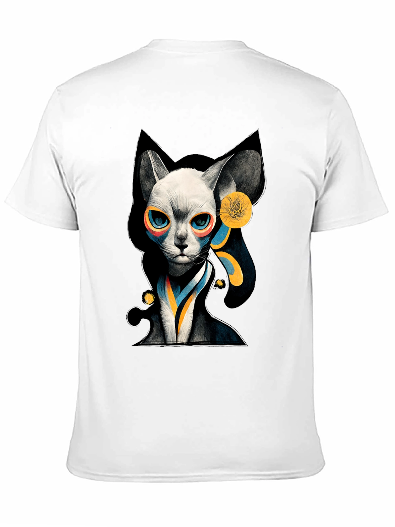 Abstract Cat Graphic Black T-Shirt