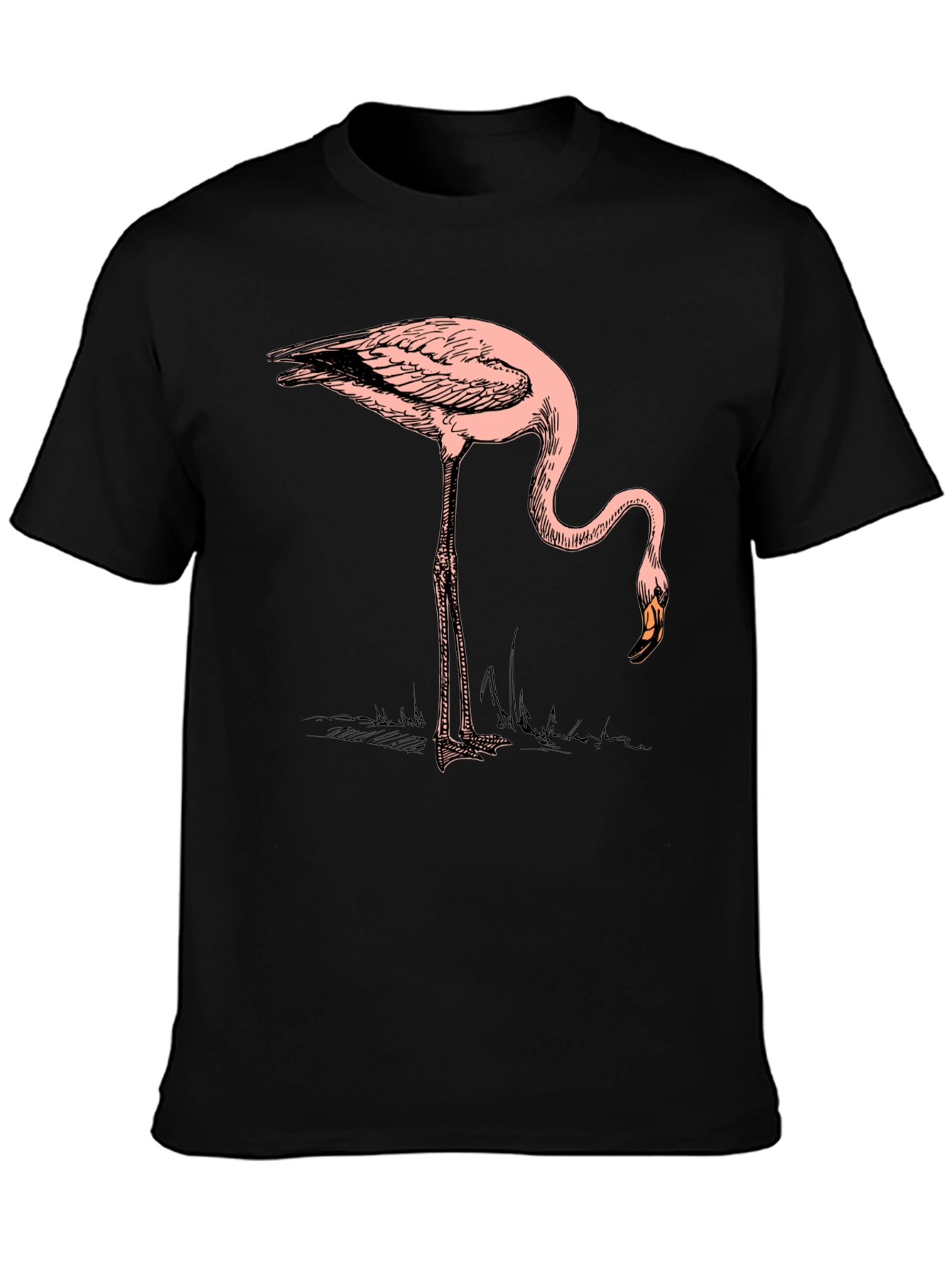 Flamingo Graphic Tee - Black Casual T-Shirt
