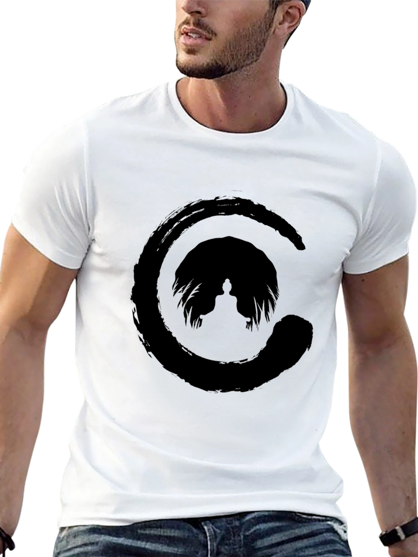 Zen Circle Buddha T-Shirt - Black Graphic Tee