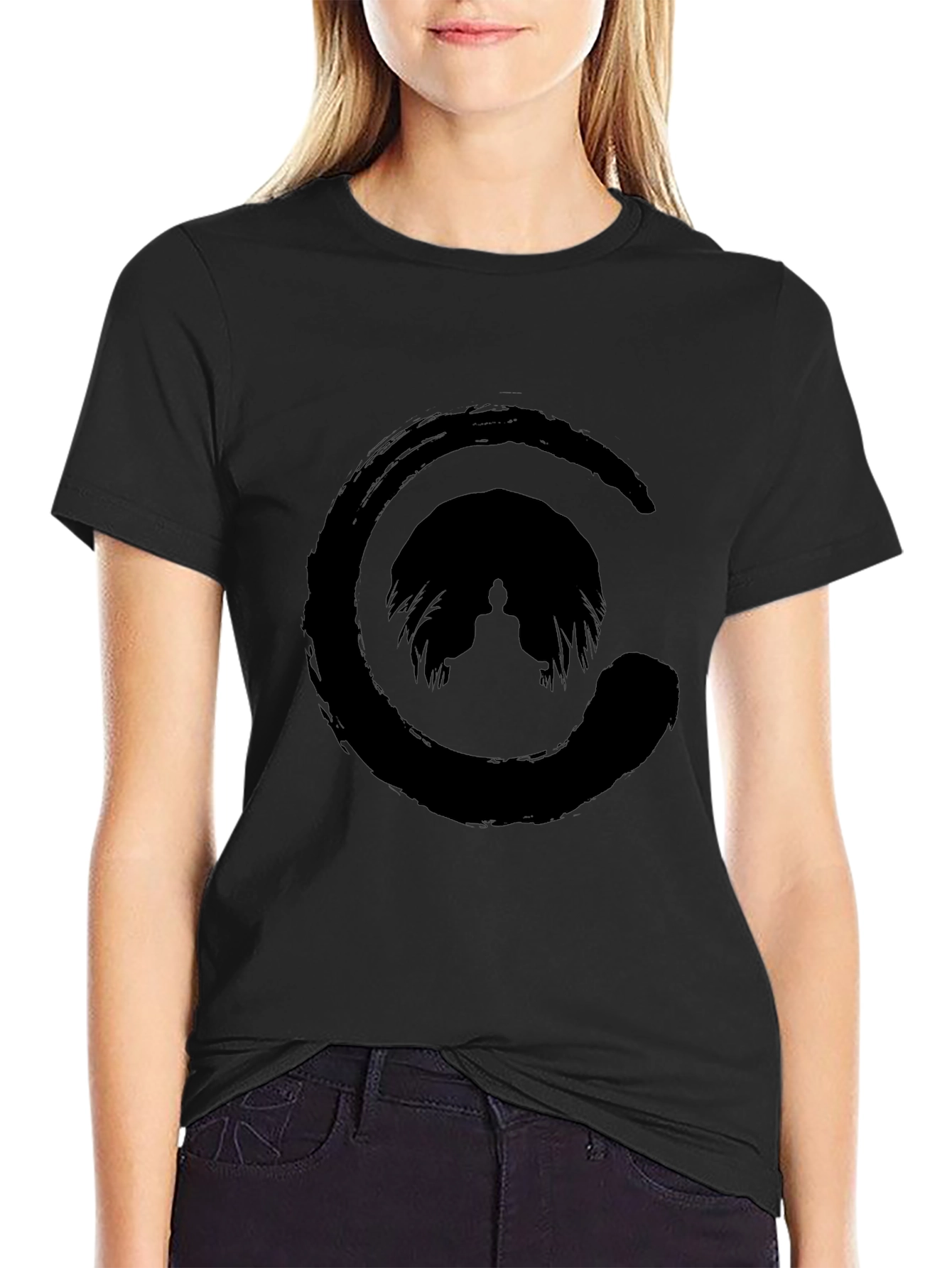 Zen Circle Buddha T-Shirt - Black Graphic Tee