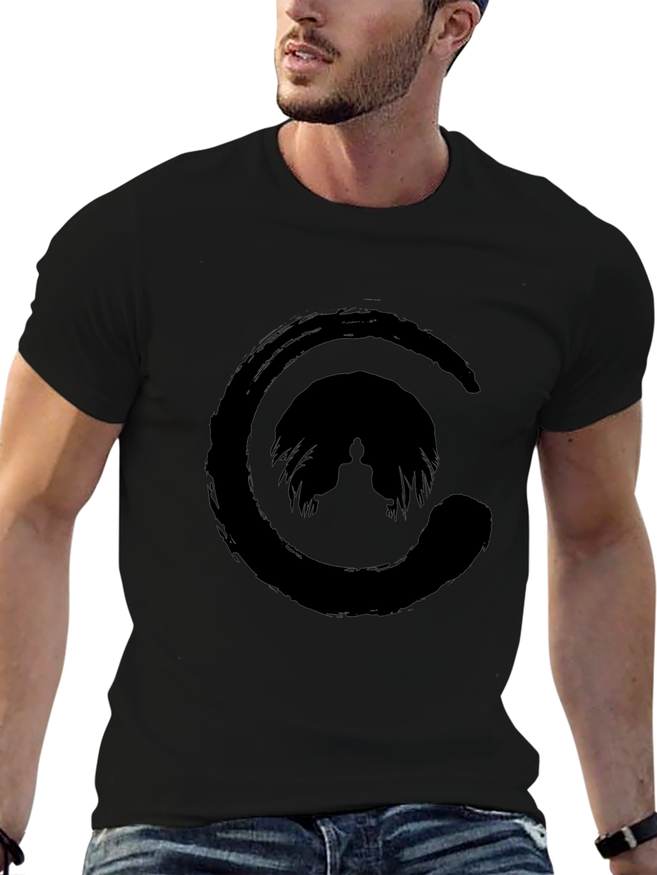 Zen Circle Buddha T-Shirt - Black Graphic Tee