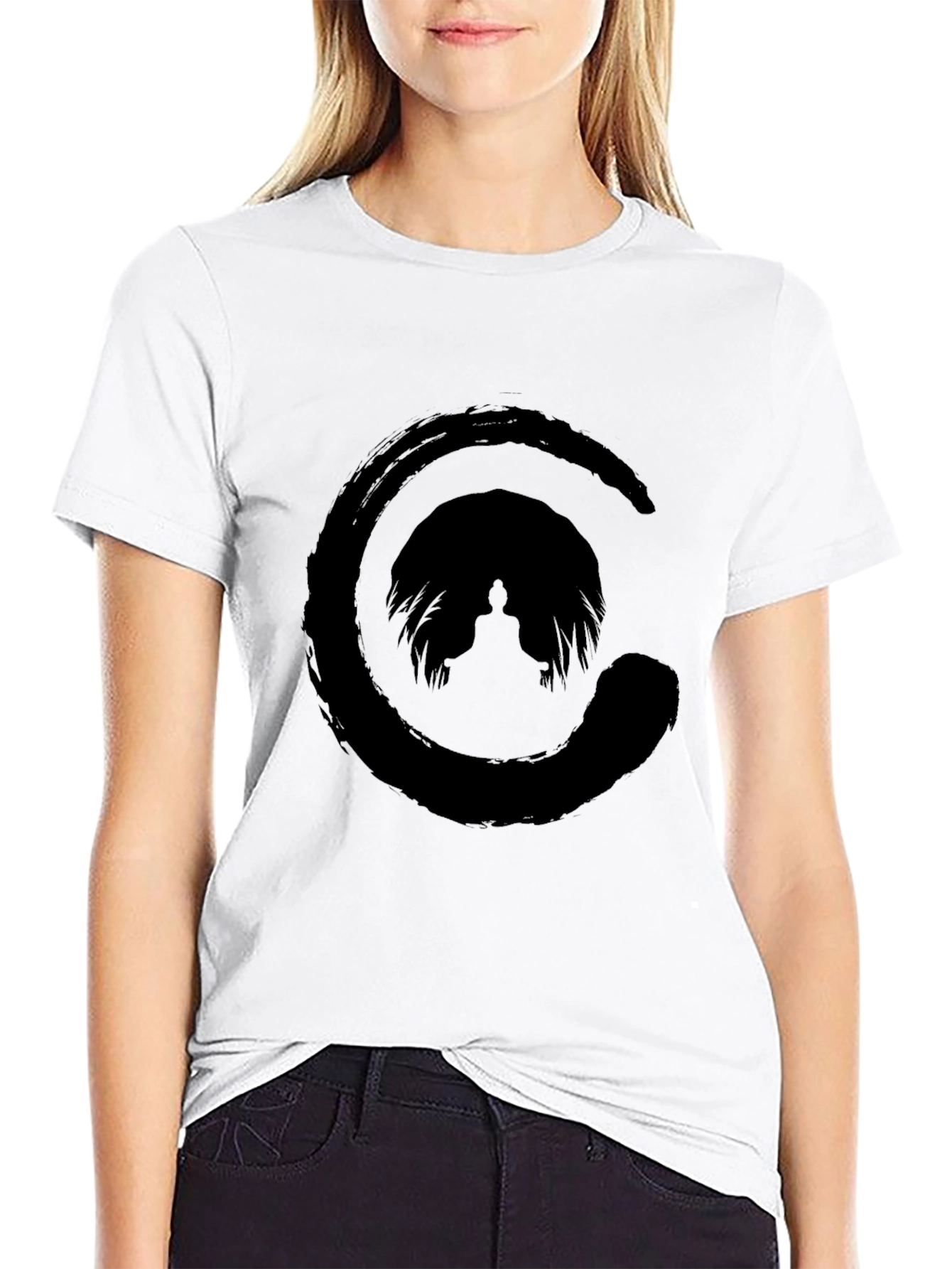 Zen Circle Buddha T-Shirt - Black Graphic Tee
