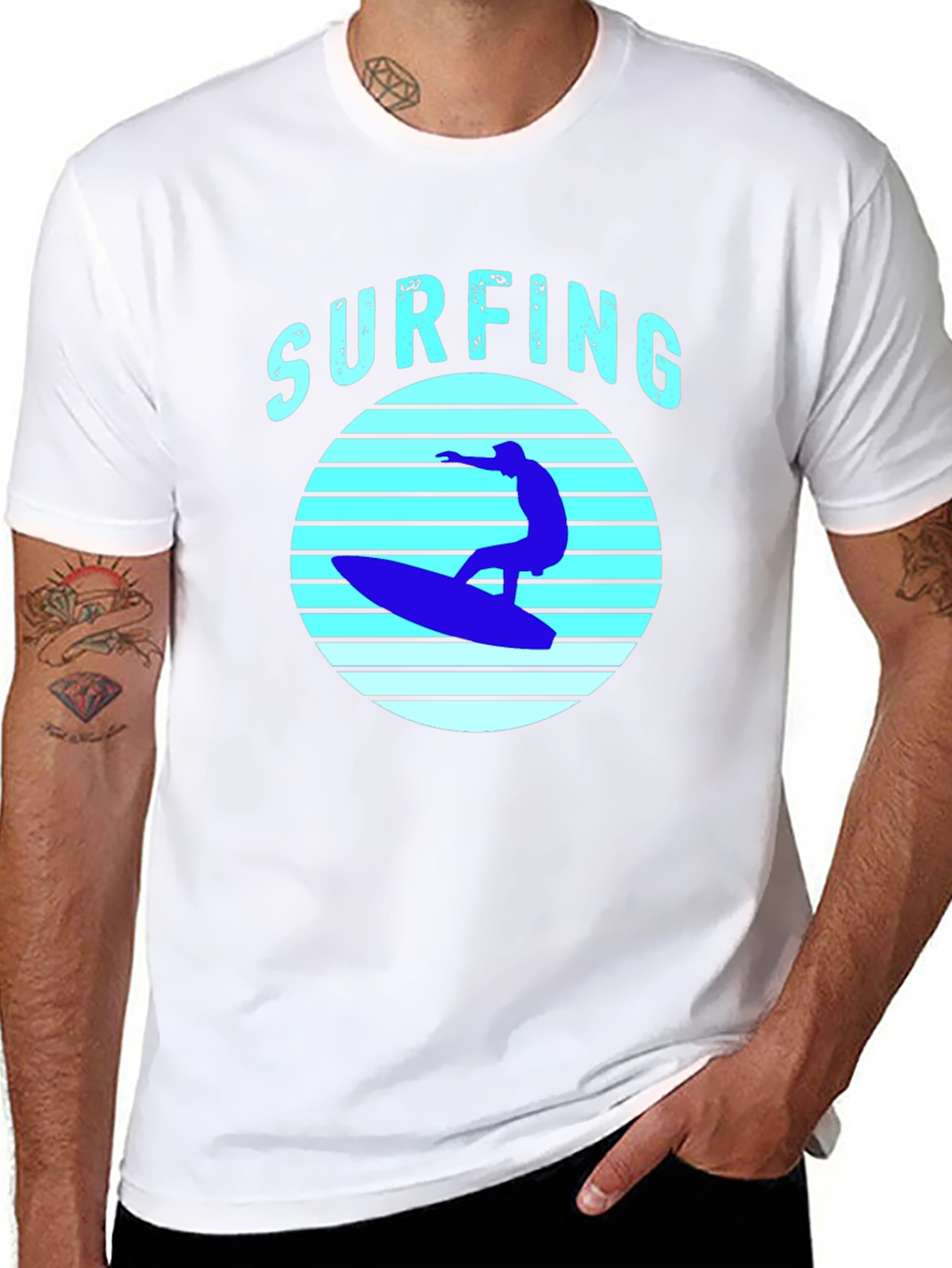 Surfing T-Shirt - Black Surf Graphic Tee
