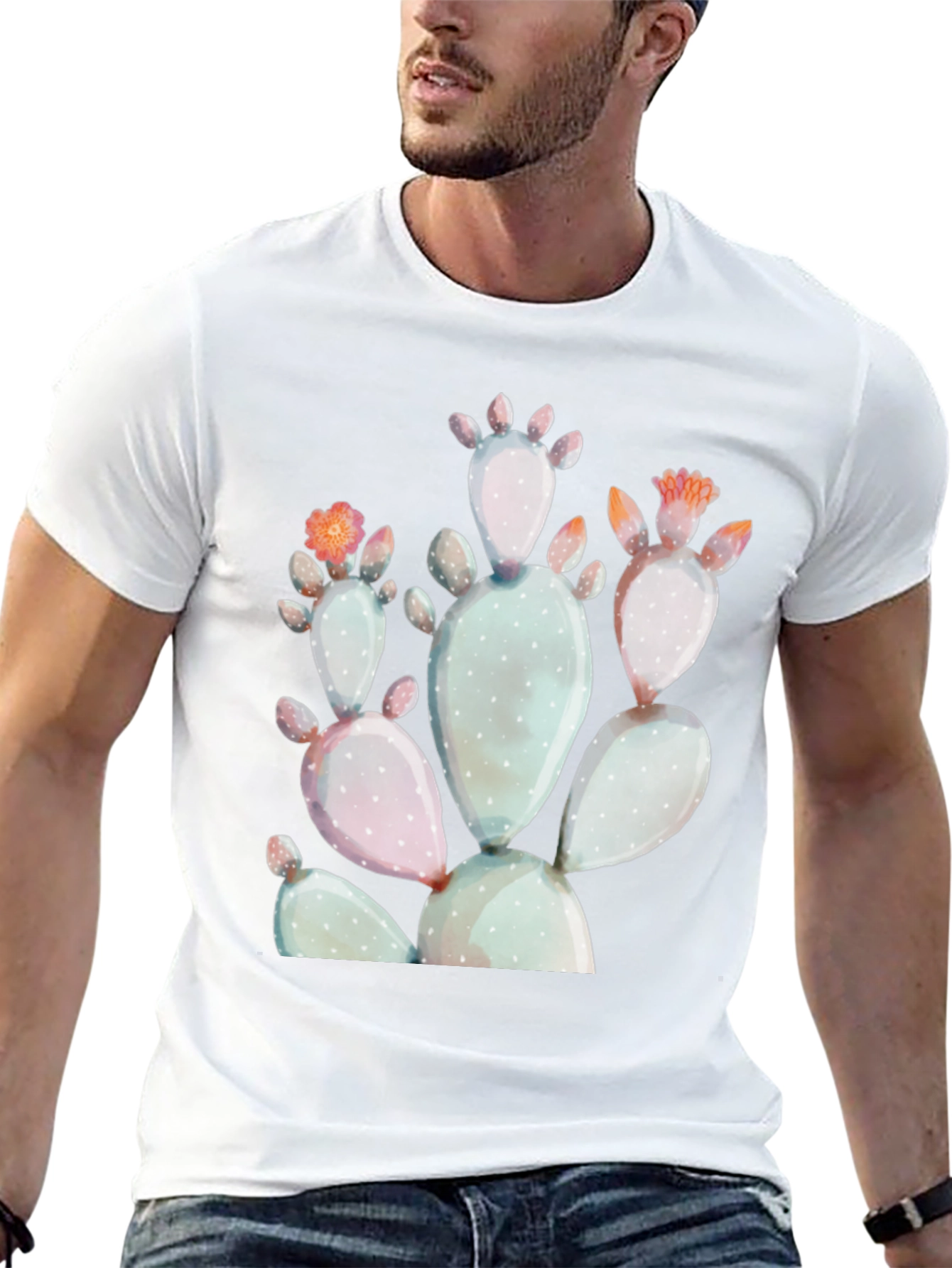 Cactus Graphic Print Black T-Shirt