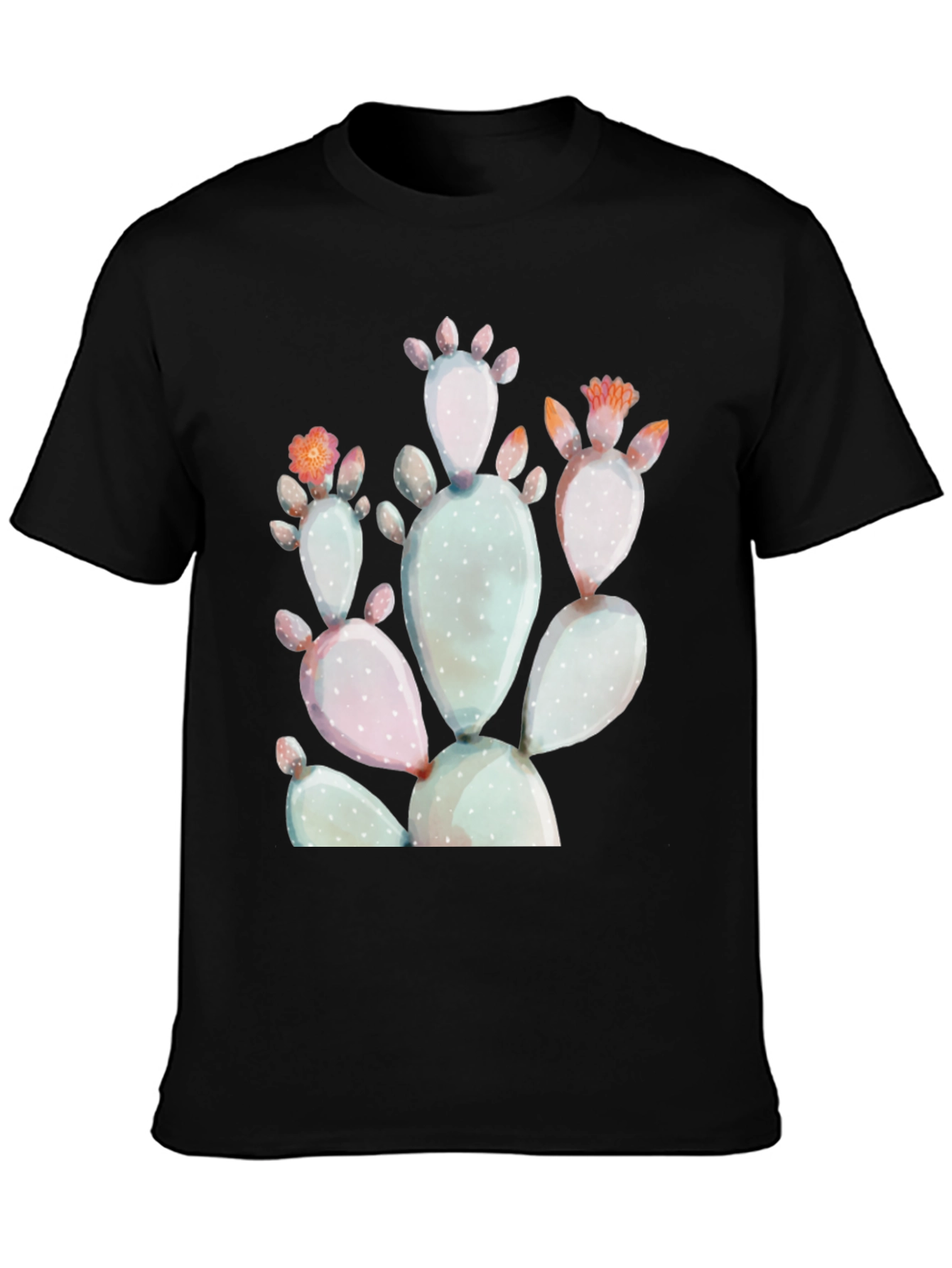 Cactus Graphic Print Black T-Shirt