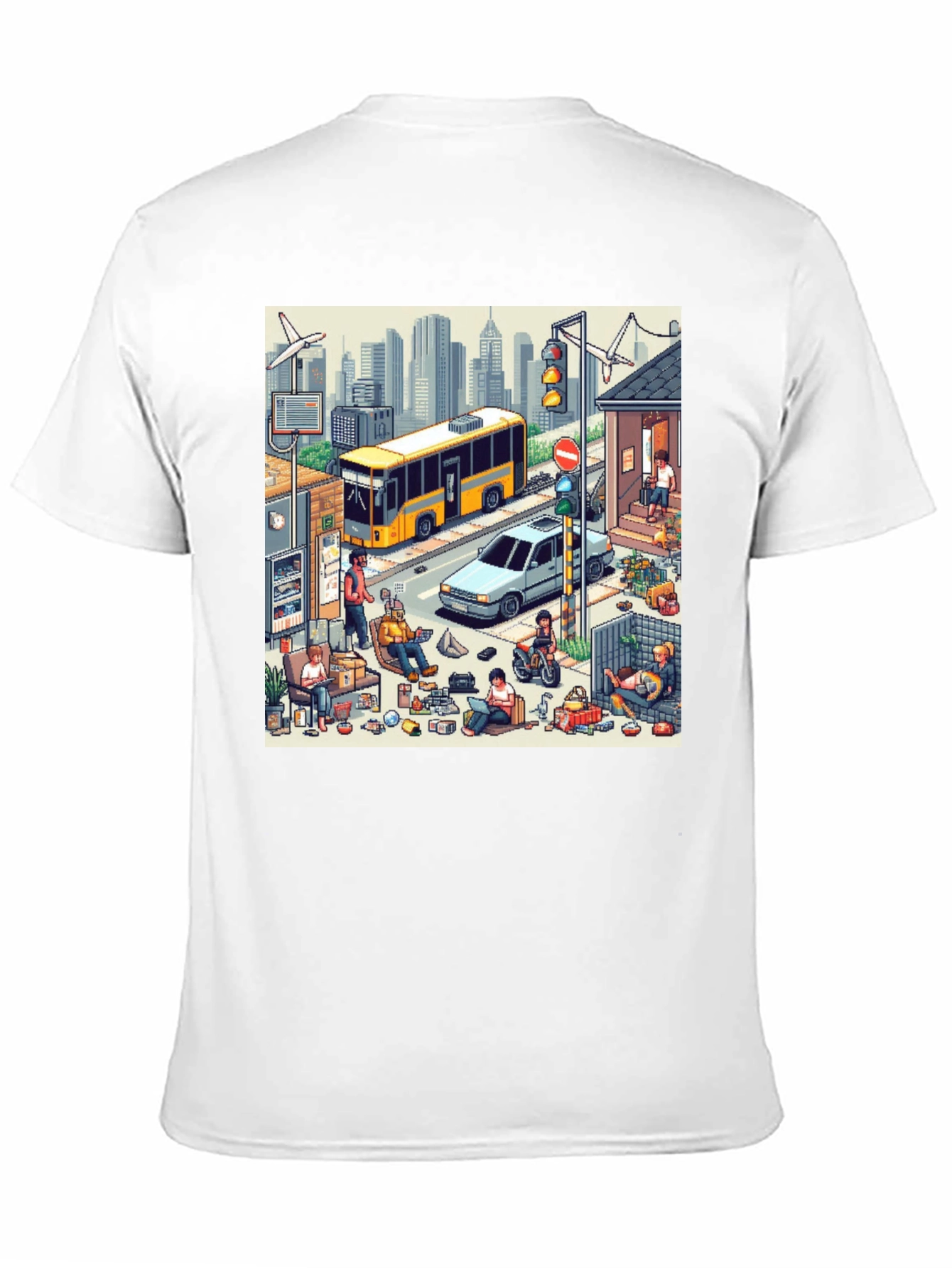 Isometric City Life Graphic Tee - Black Casual Shirt