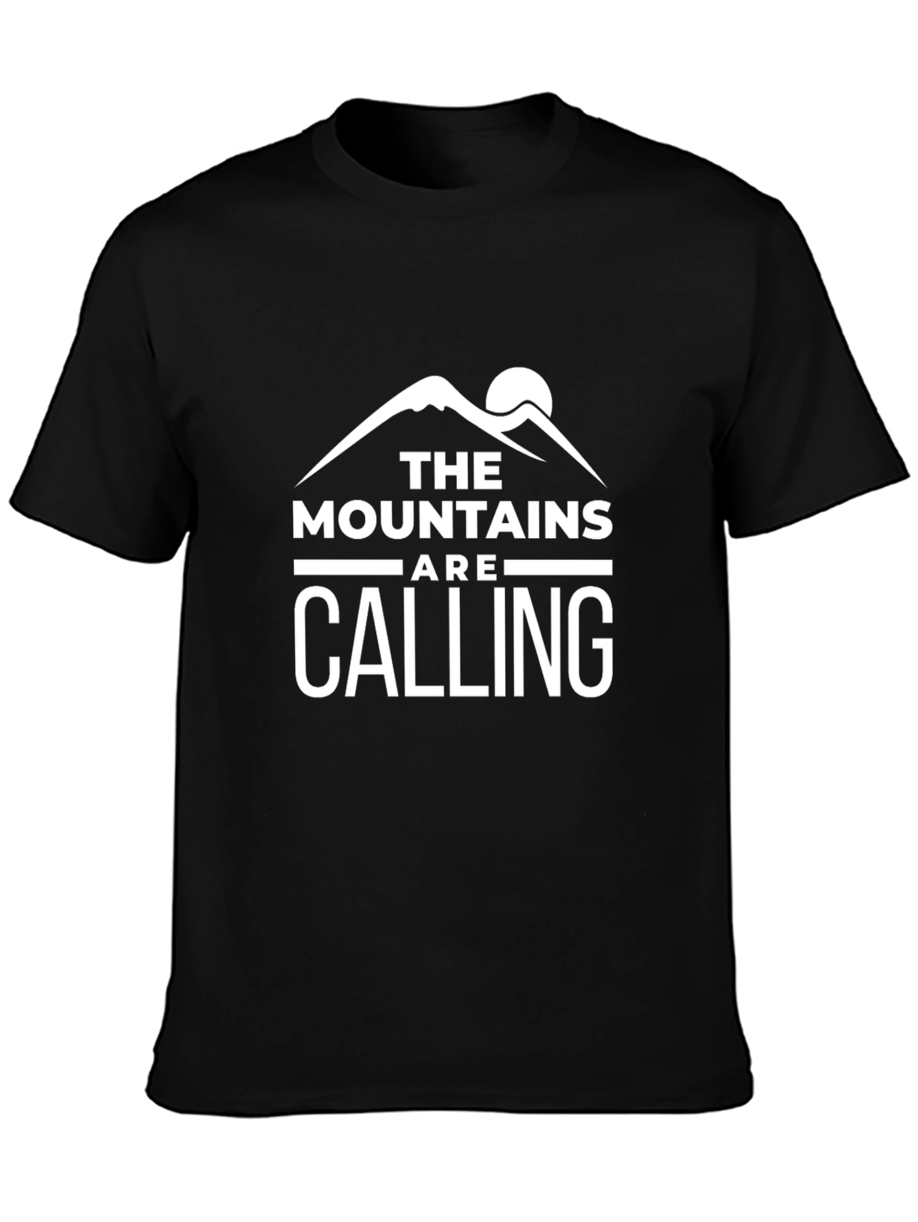 Mountains Are Calling Graphic Tee - Black Cotton T-Shirt