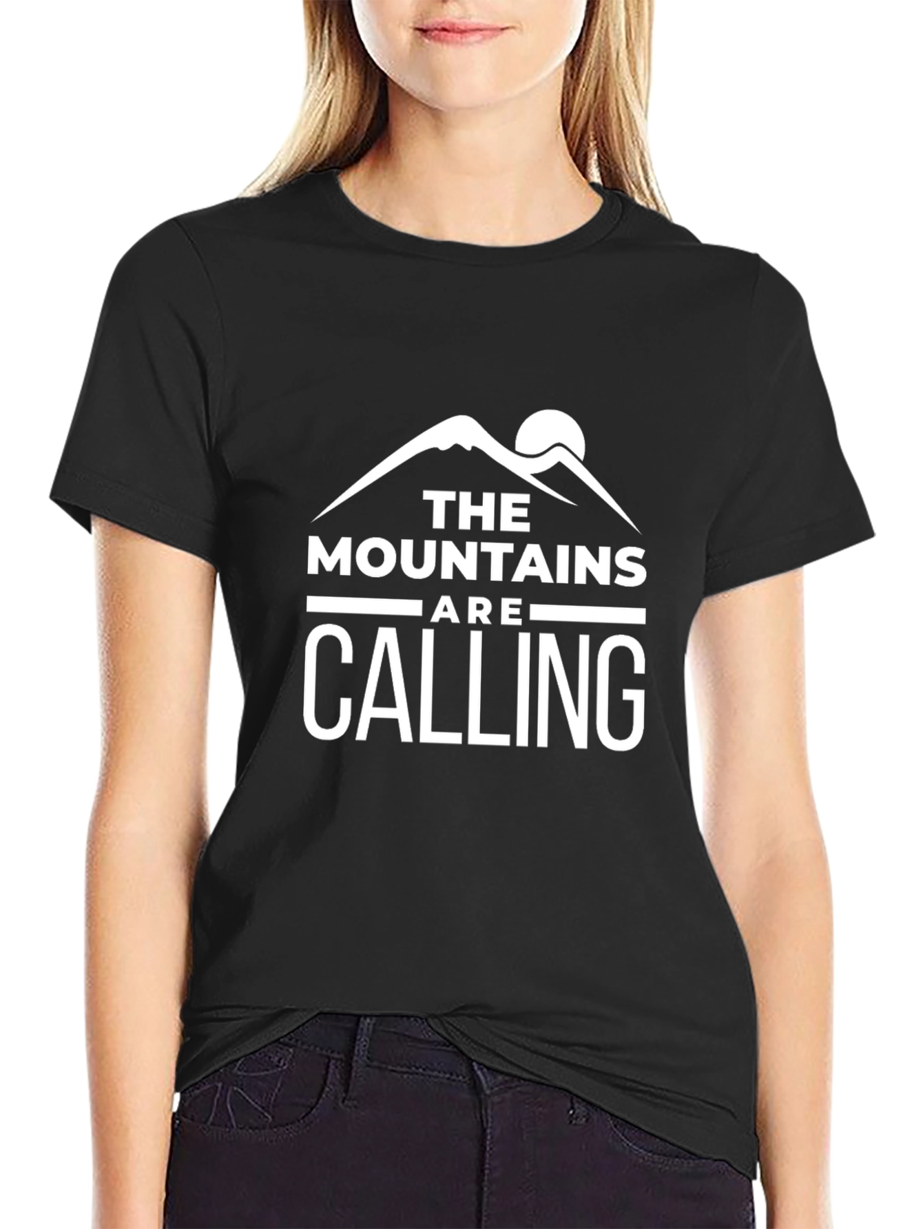 Mountains Are Calling Graphic Tee - Black Cotton T-Shirt