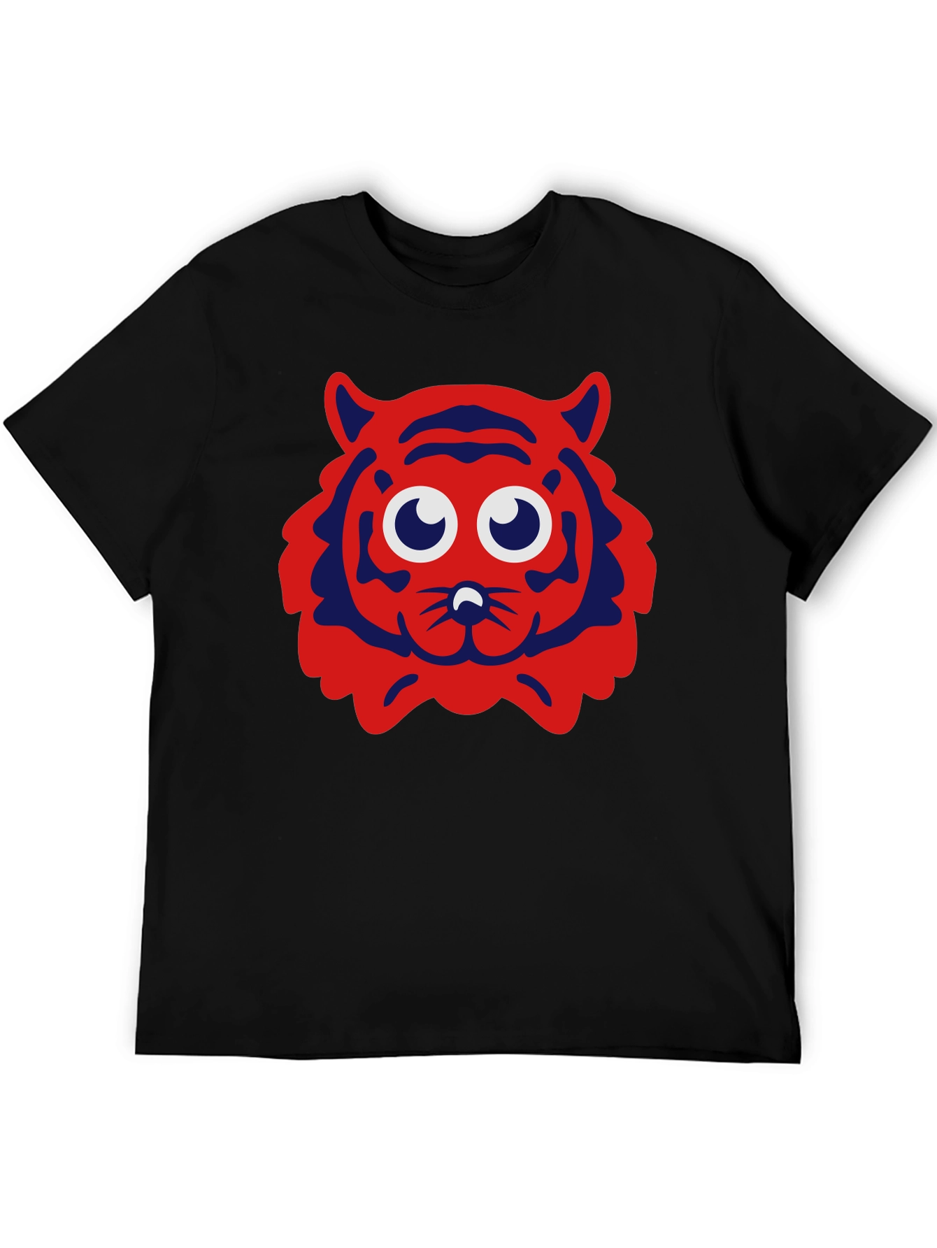 Cartoon Tiger Graphic Tee - Black T-Shirt
