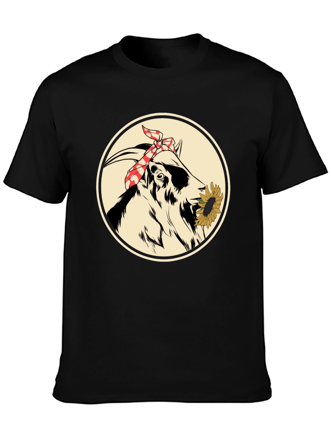 Goat With Sunflower T-Shirt - Farm Animal Tee