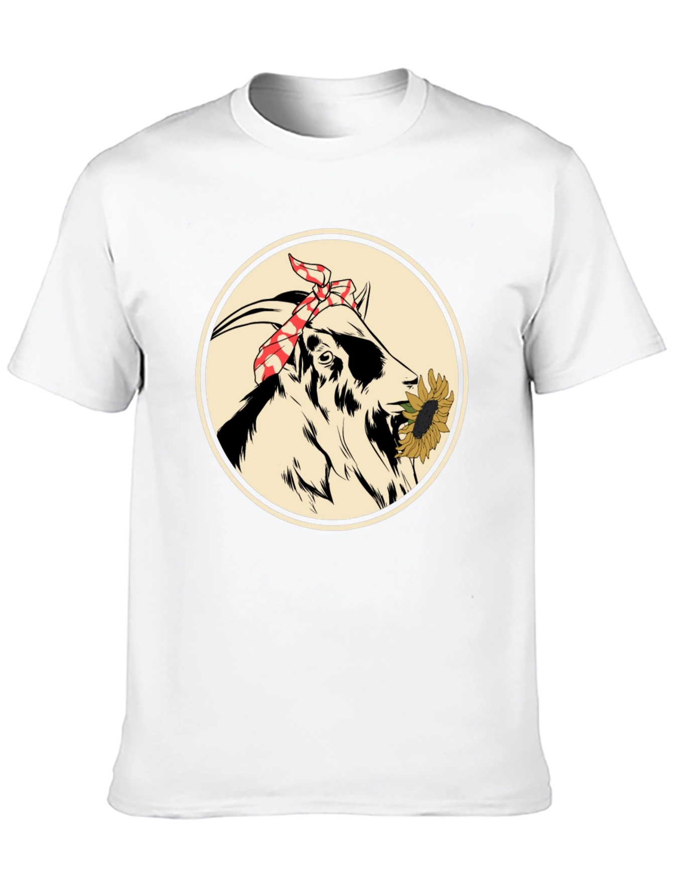 Goat With Sunflower T-Shirt - Farm Animal Tee