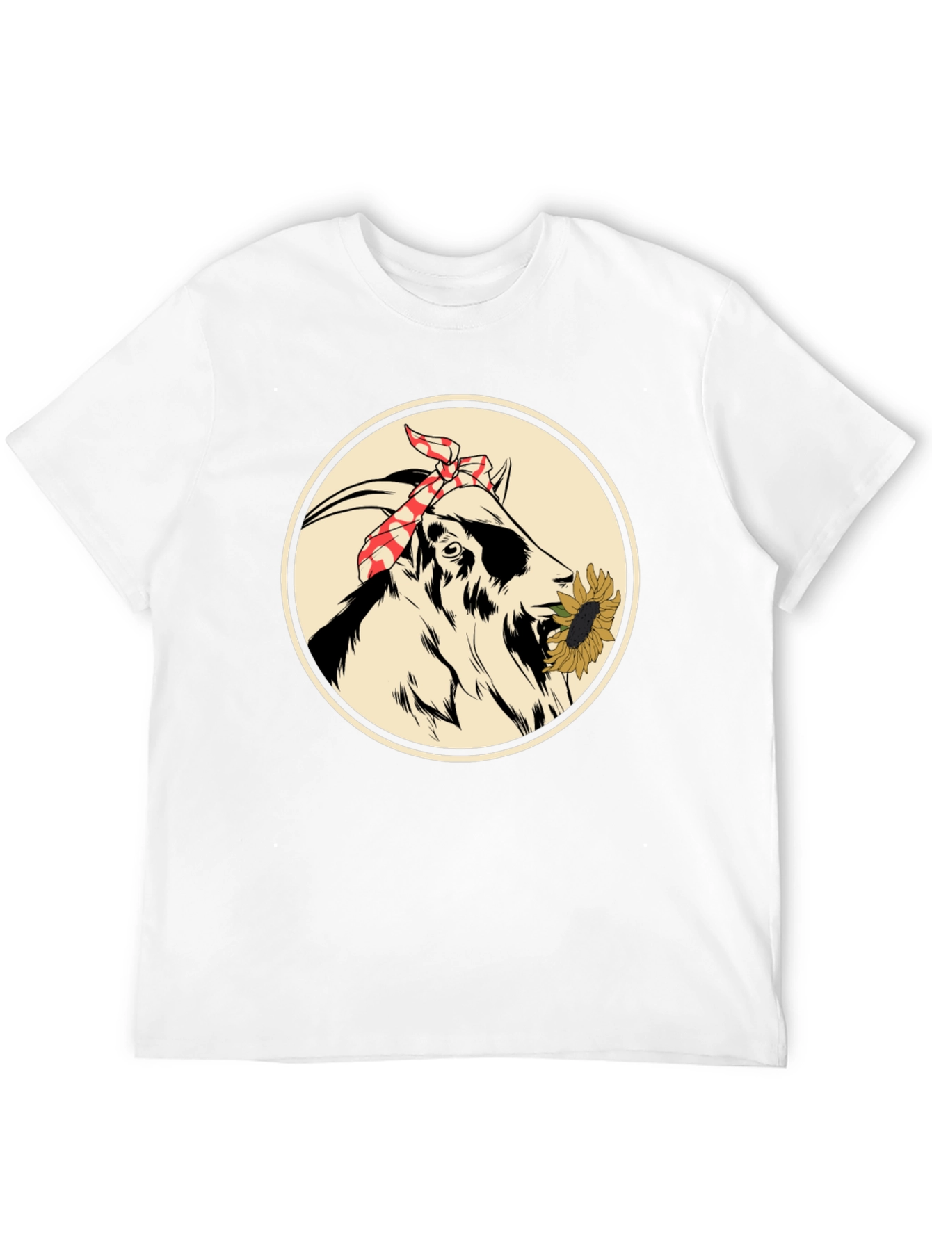 Goat With Sunflower T-Shirt - Farm Animal Tee