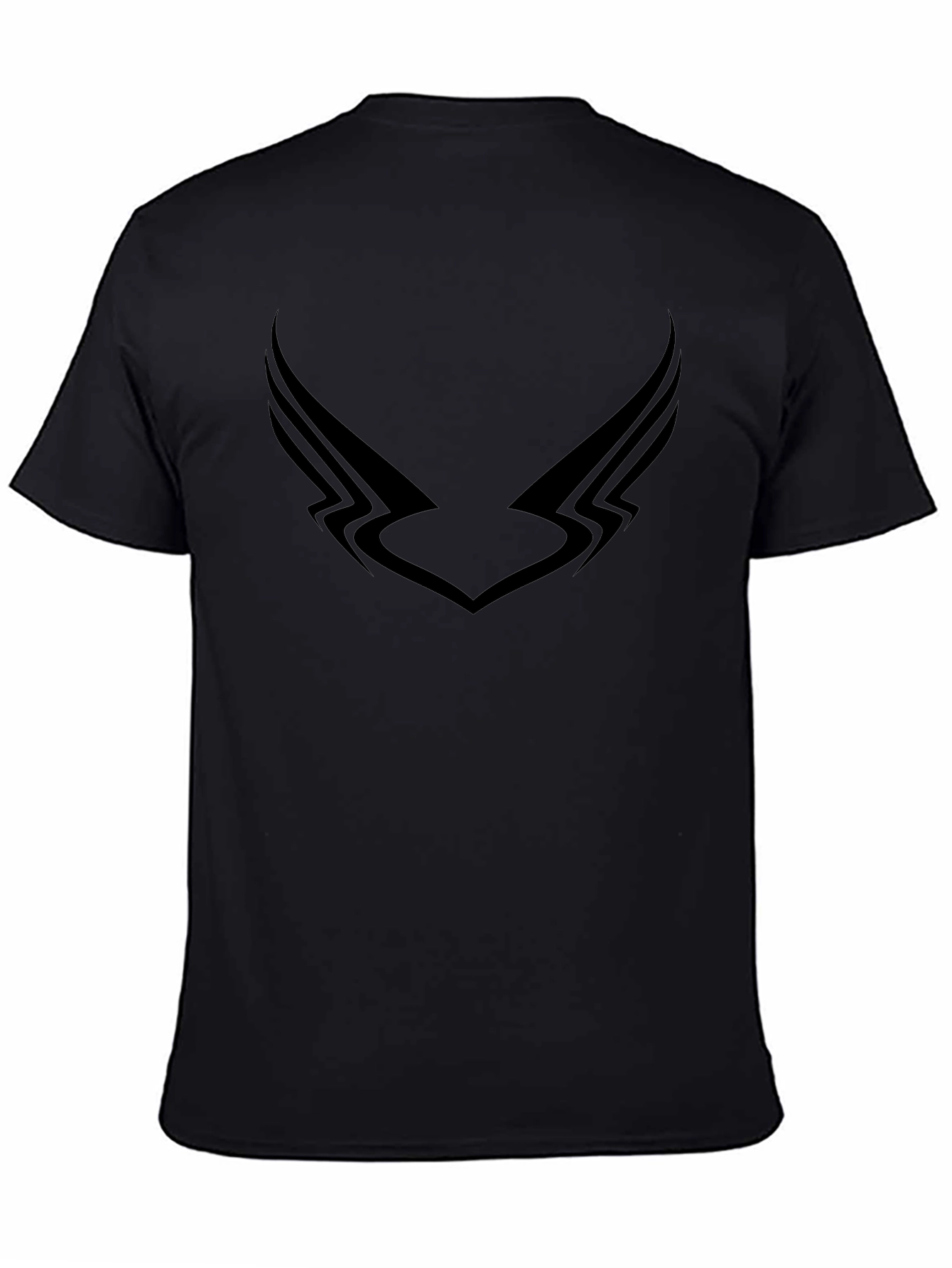 Mens Black Graphic Tee - Winged Design