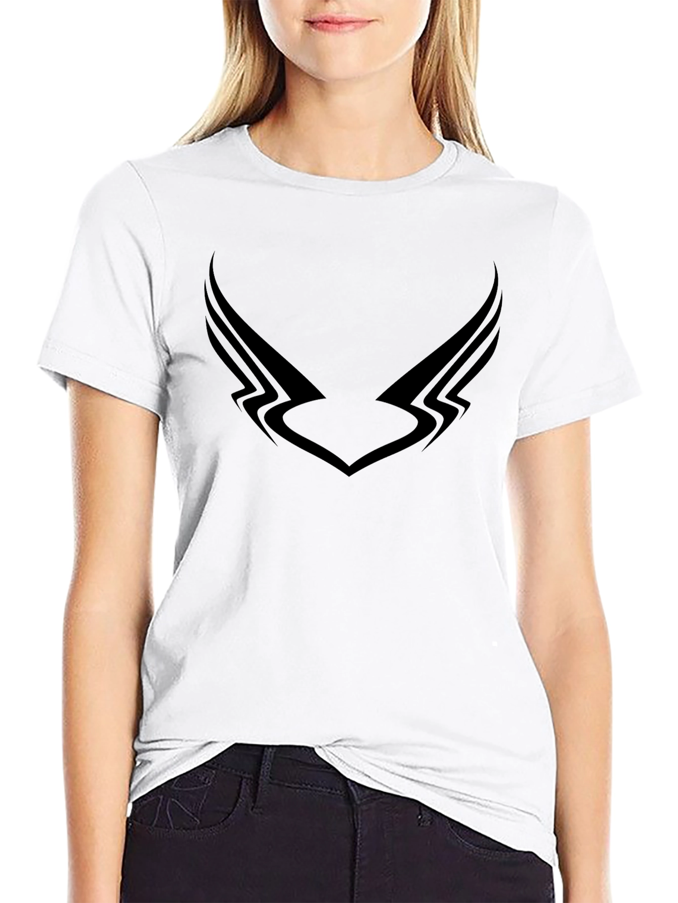 Mens Black Graphic Tee - Winged Design