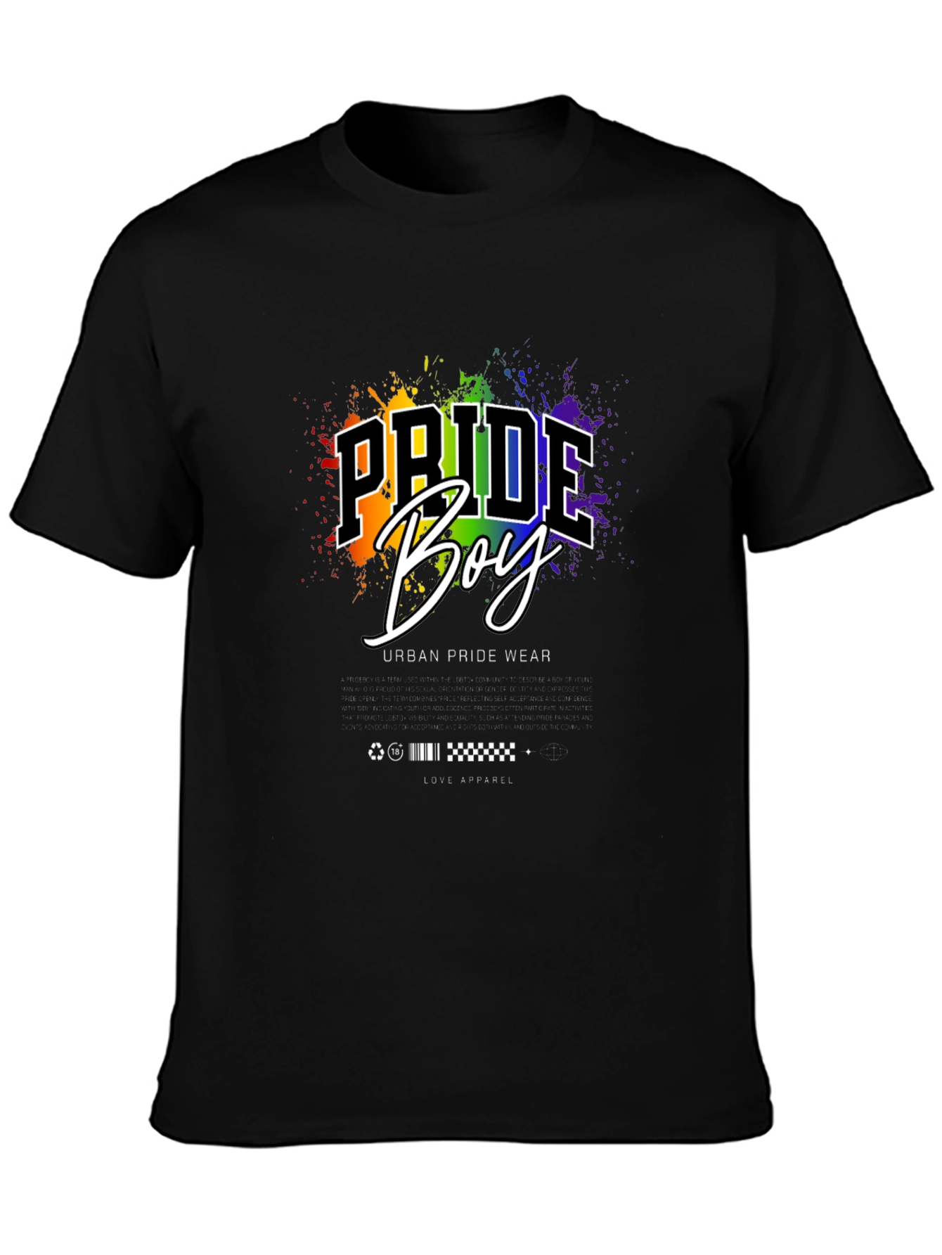 Pride Boy Graphic Print Black T-Shirt