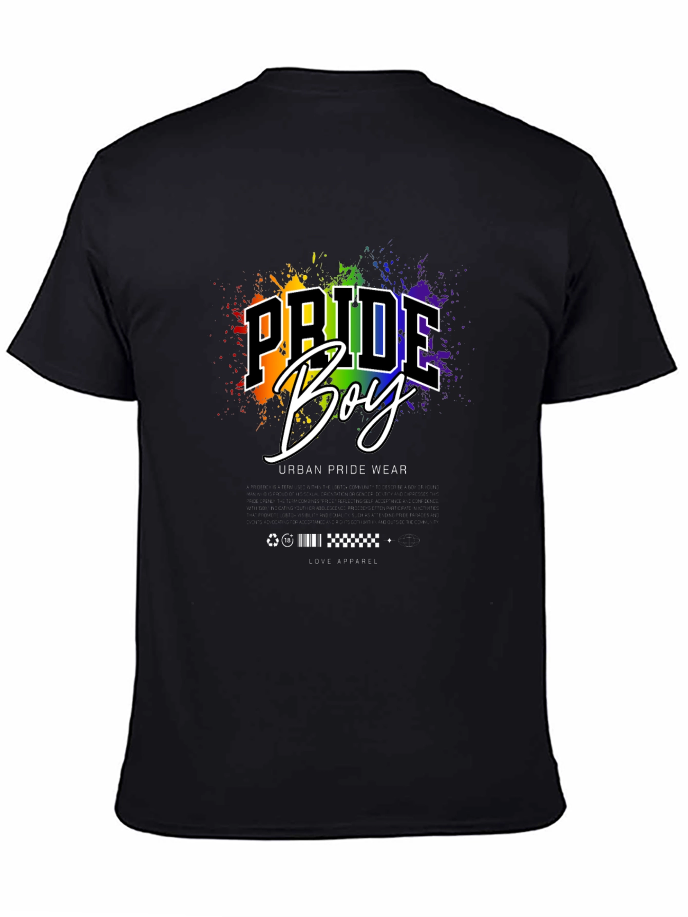 Pride Boy Graphic Print Black T-Shirt