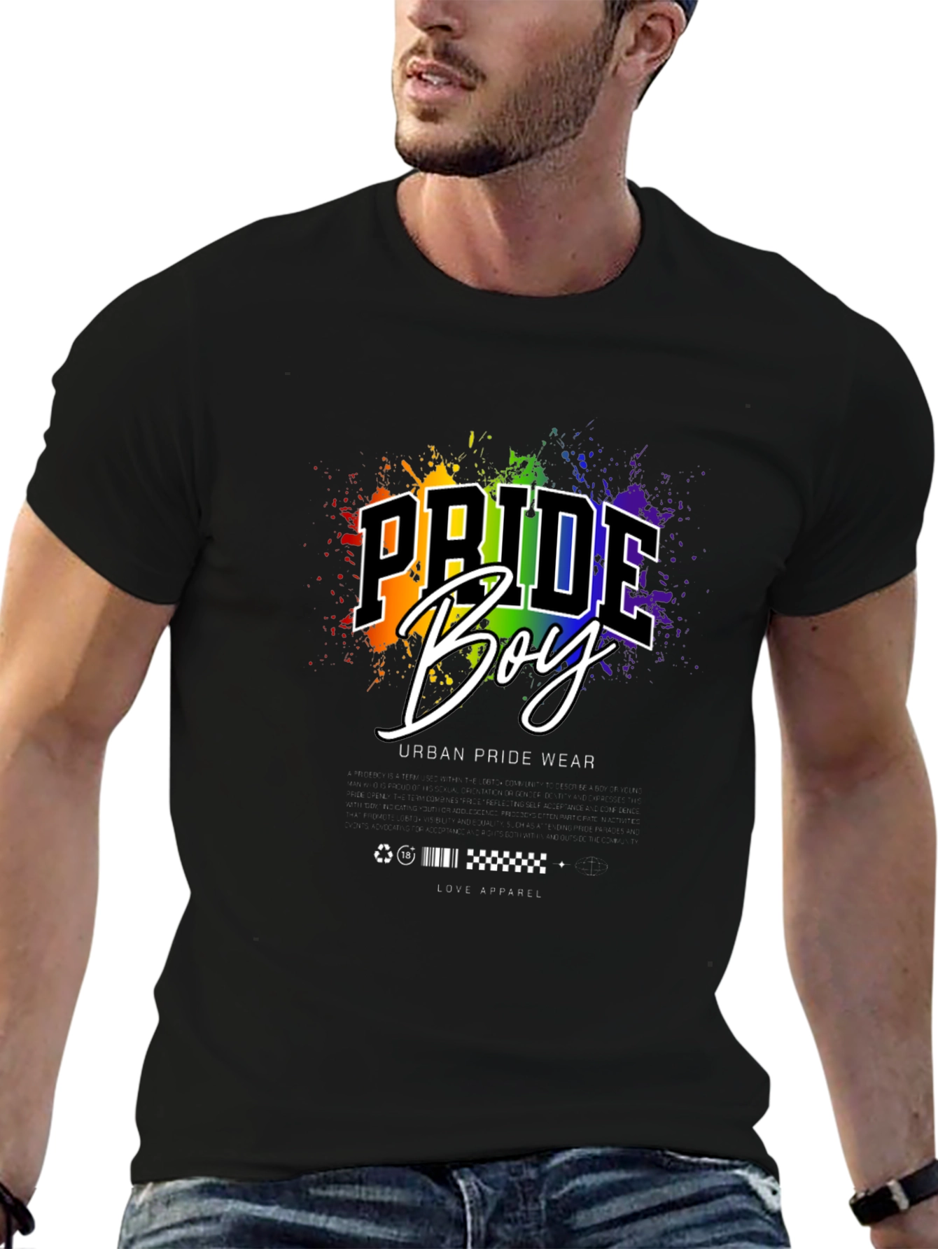 Pride Boy Graphic Print Black T-Shirt