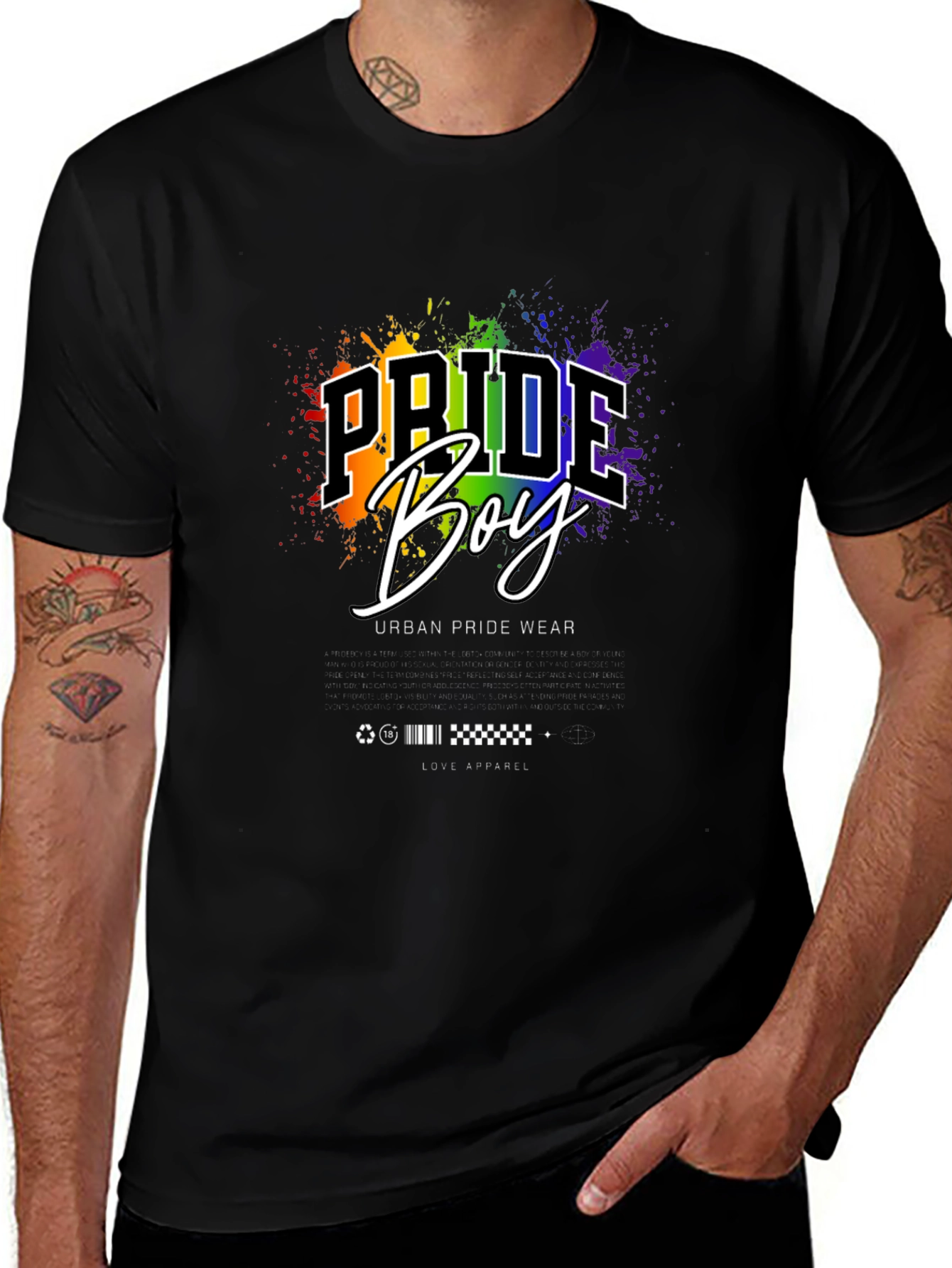 Pride Boy Graphic Print Black T-Shirt