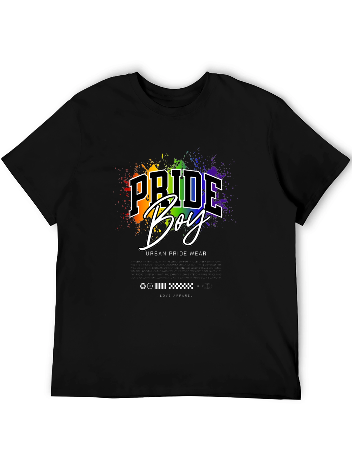 Pride Boy Graphic Print Black T-Shirt
