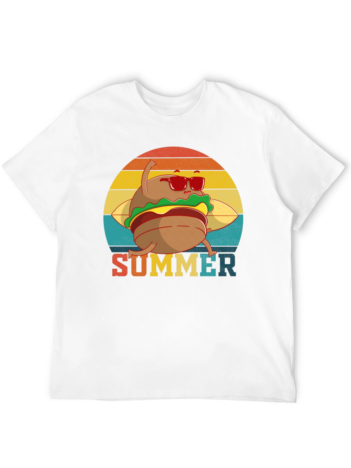 Summer Burger Graphic Tee - Black Cotton T-Shirt