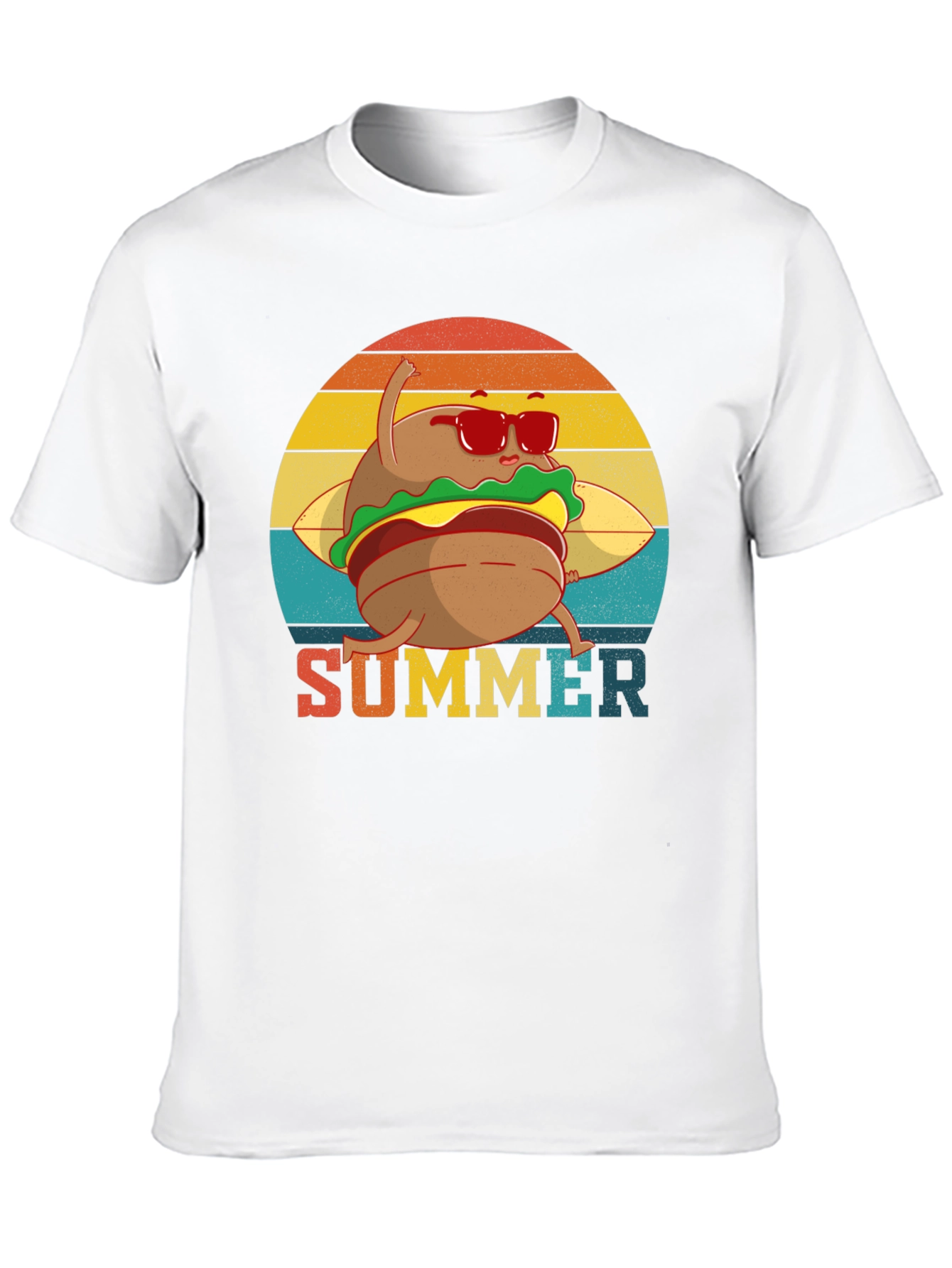 Summer Burger Graphic Tee - Black Cotton T-Shirt