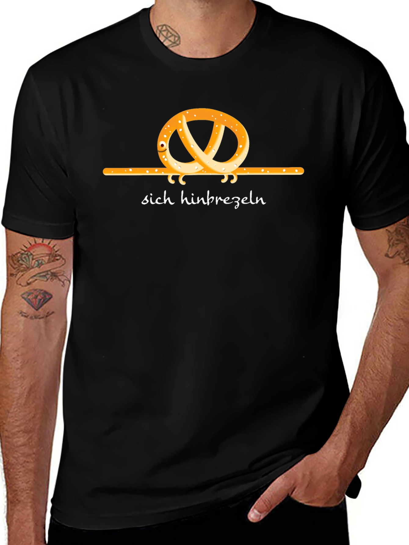 Pretzel Sich Hinbrezeln Black Graphic Tee