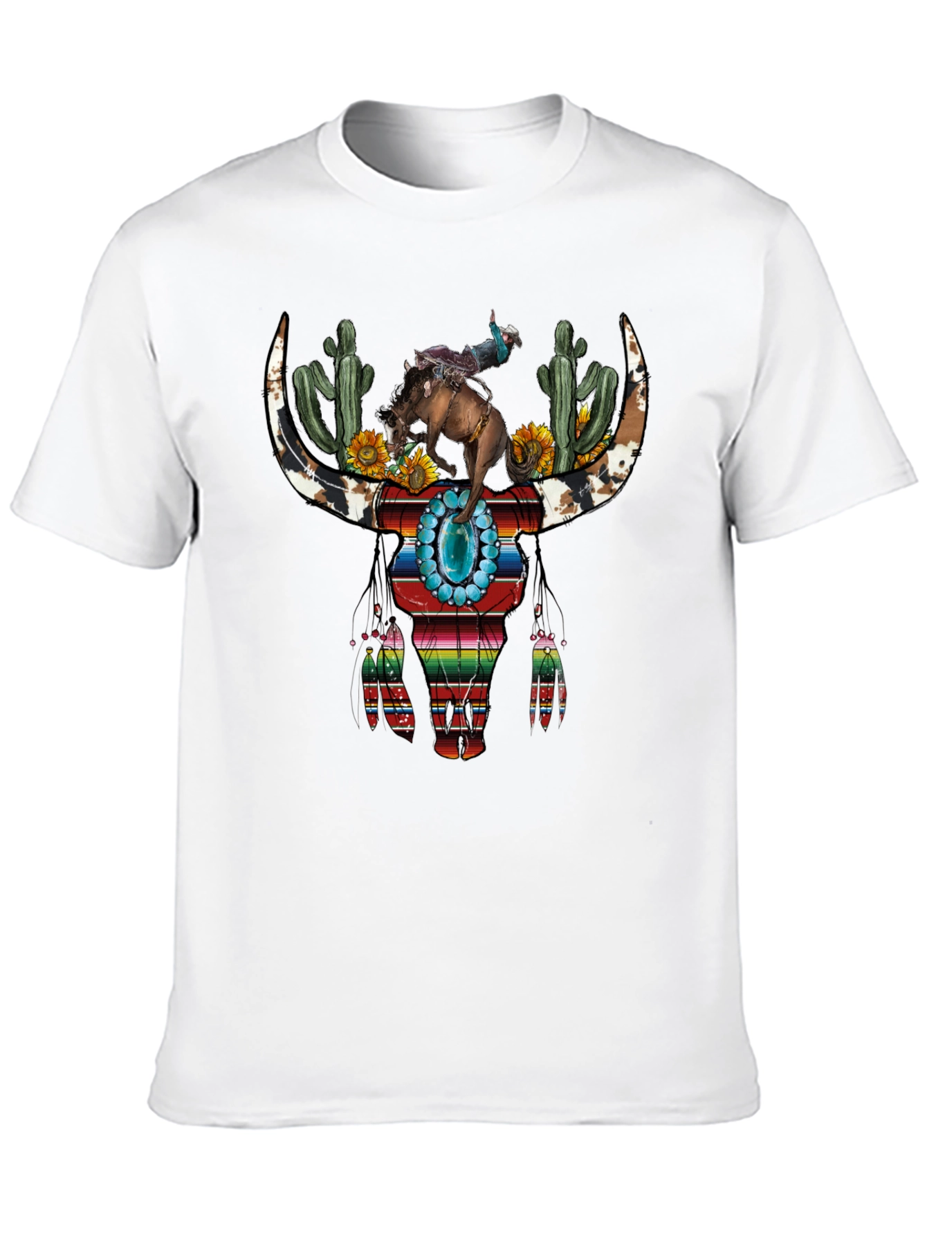 Western Bull Skull Graphic T-Shirt